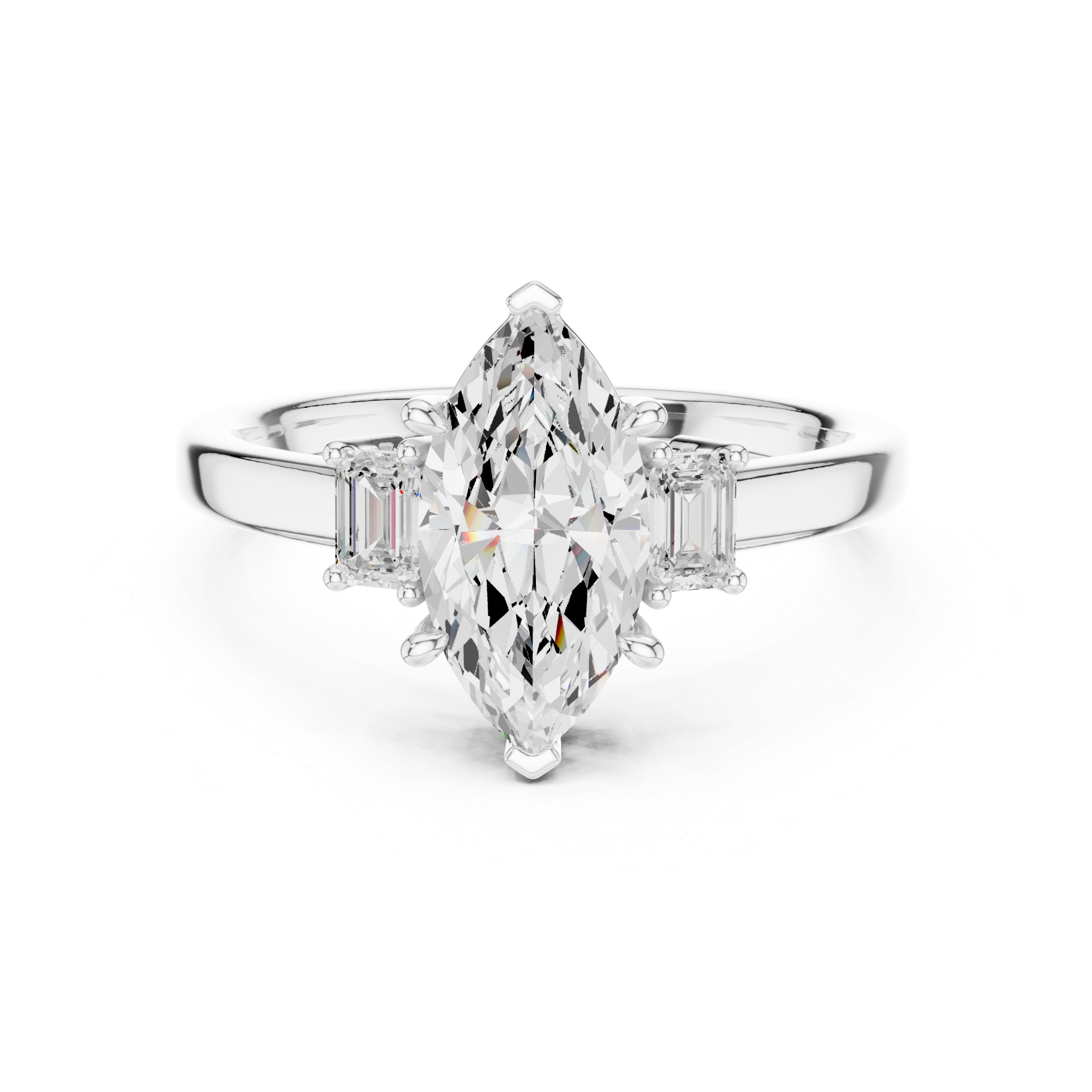 Marquise Cut Three Stone Engagement Ring – 1.70 CT Total Diamond Ring