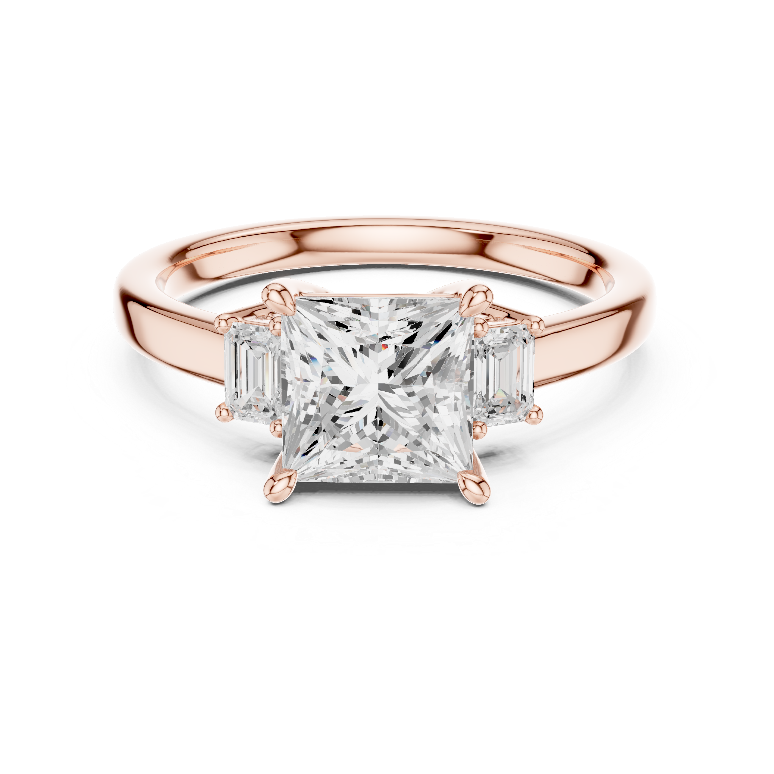 Princess Cut Three Stone Engagement Ring – 1.70 CT Total Diamond Ring