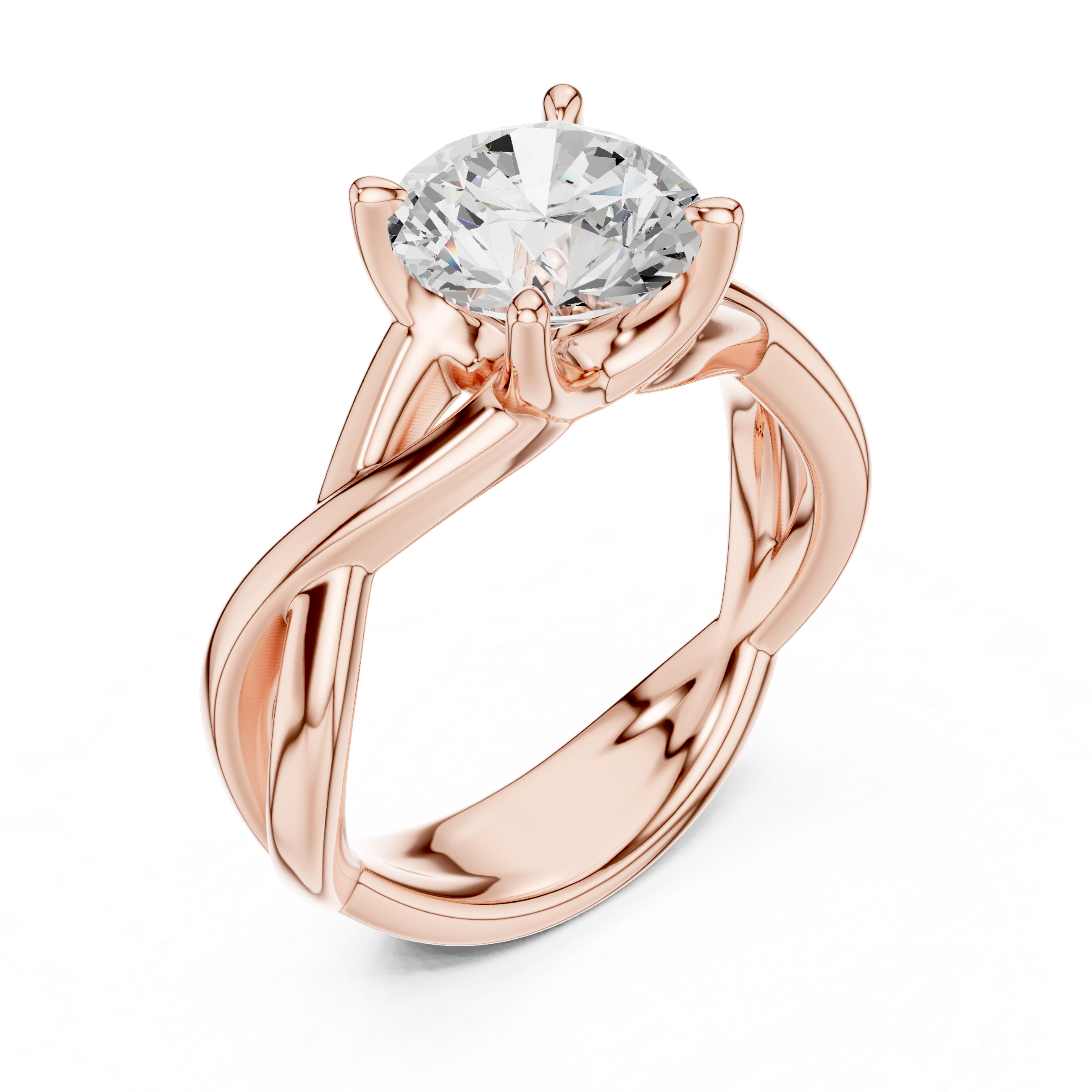 Twisted Infinity Solitaire Engagement Ring – 2.00 CT Round Cut Diamond Ring