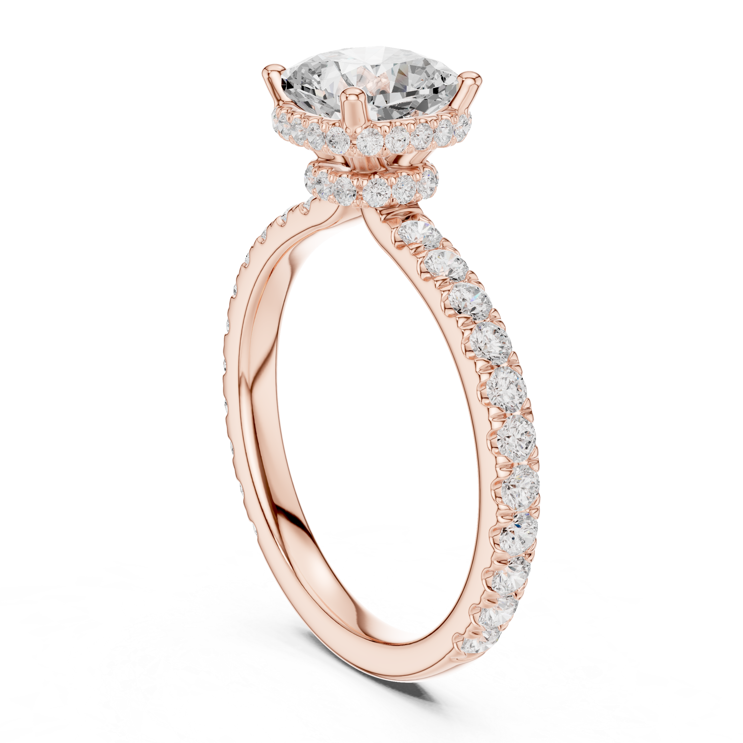 Halo Cushion Cut Engagement Ring with Double Pavé Band – 2.14 CT Total Weight Diamond Ring