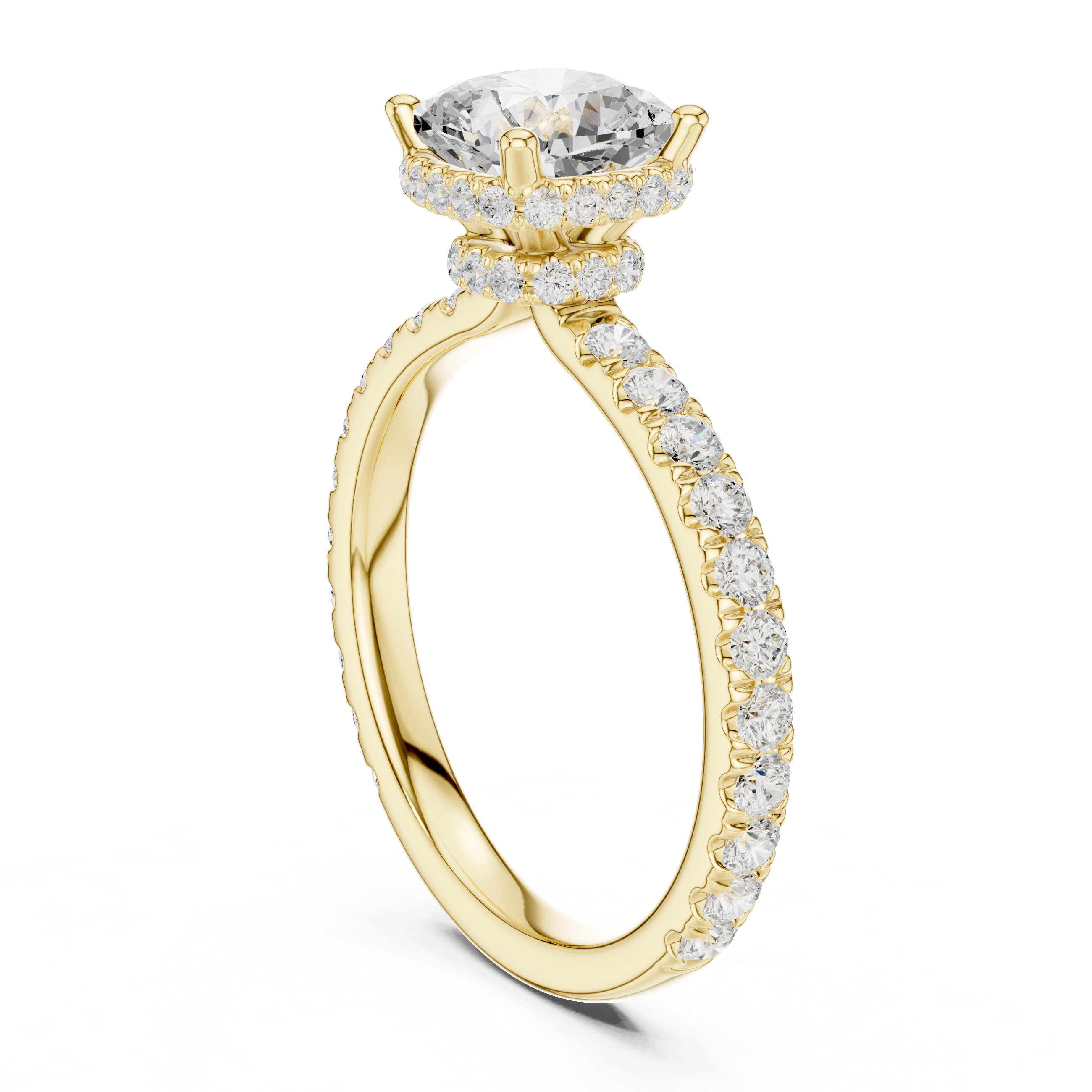 Halo Cushion Cut Engagement Ring with Double Pavé Band – 2.14 CT Total Weight Diamond Ring