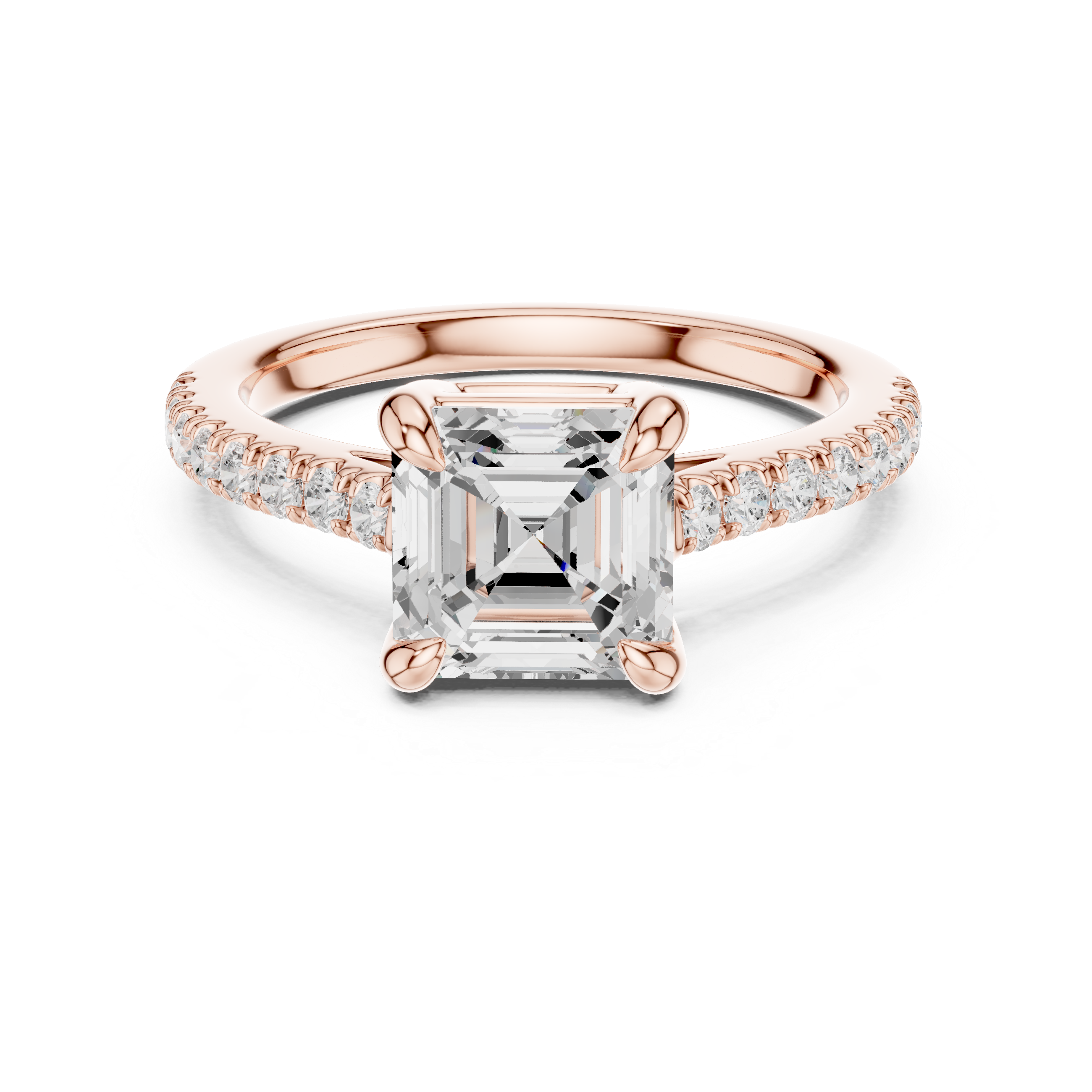 Asscher Cut Pavé Solitaire Engagement Ring – 2.30 CT Total Weight Diamond Ring