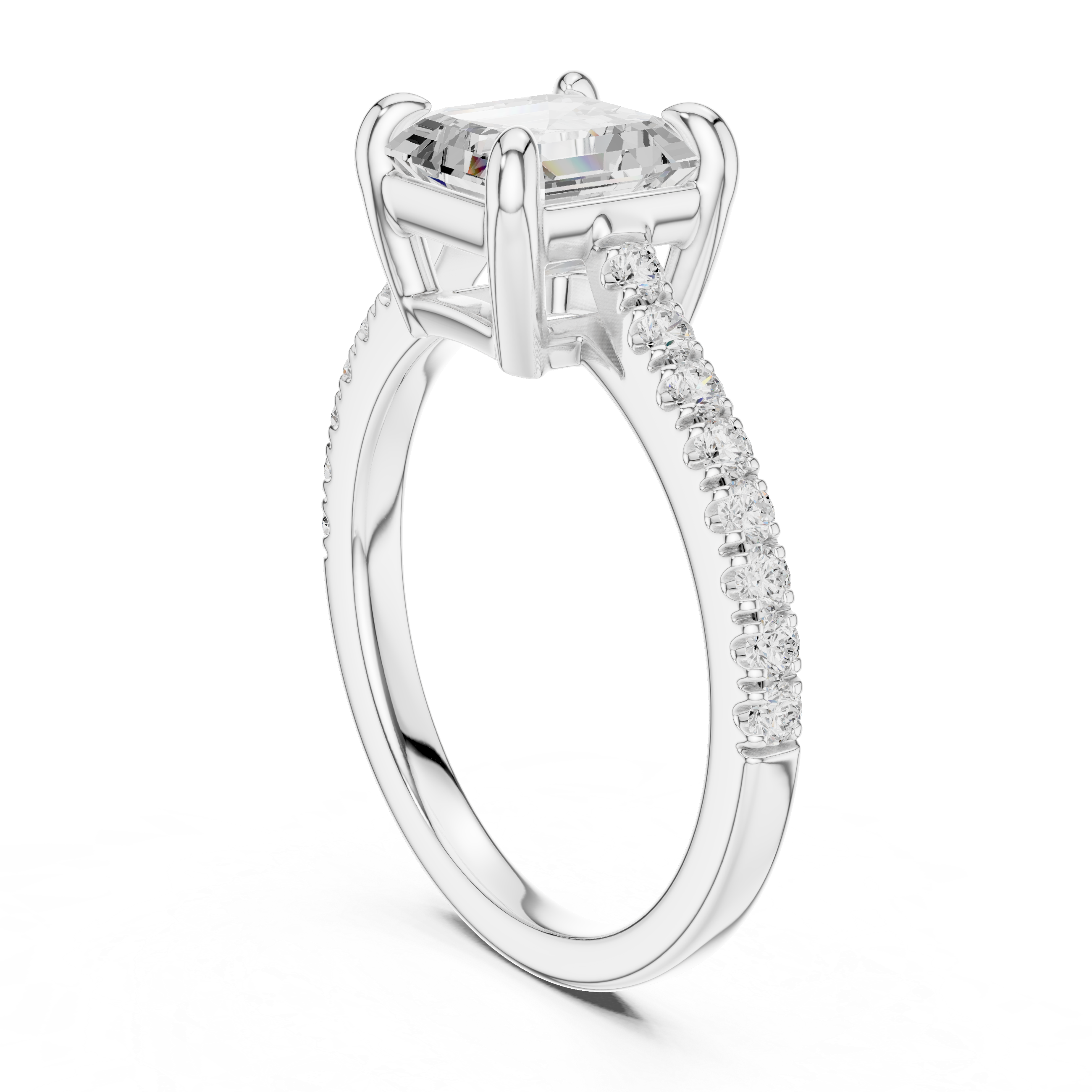Cushion Cut Pavé Solitaire Engagement Ring – 2.30 CT Total Weight Diamond Ring