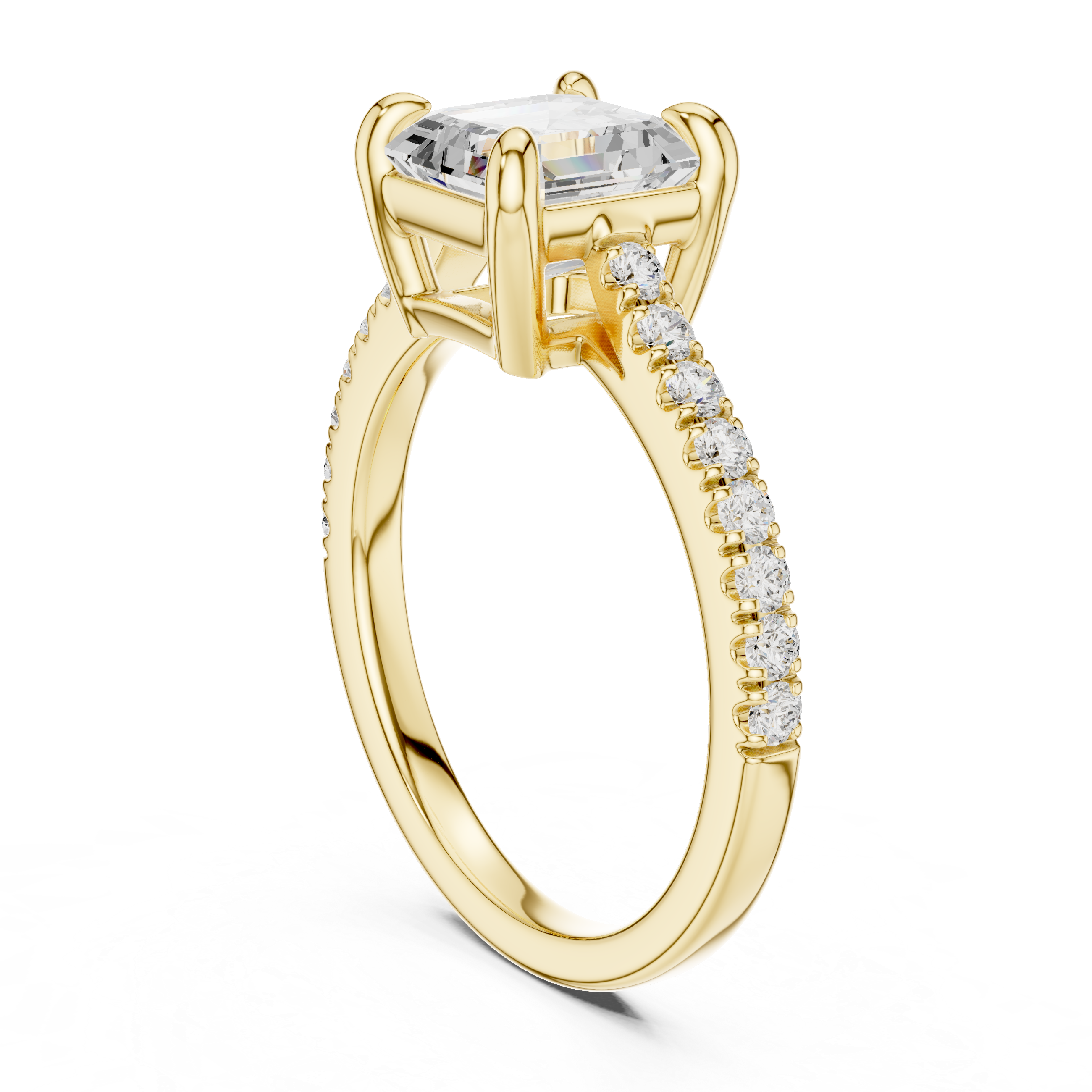 Cushion Cut Pavé Solitaire Engagement Ring – 2.30 CT Total Weight Diamond Ring