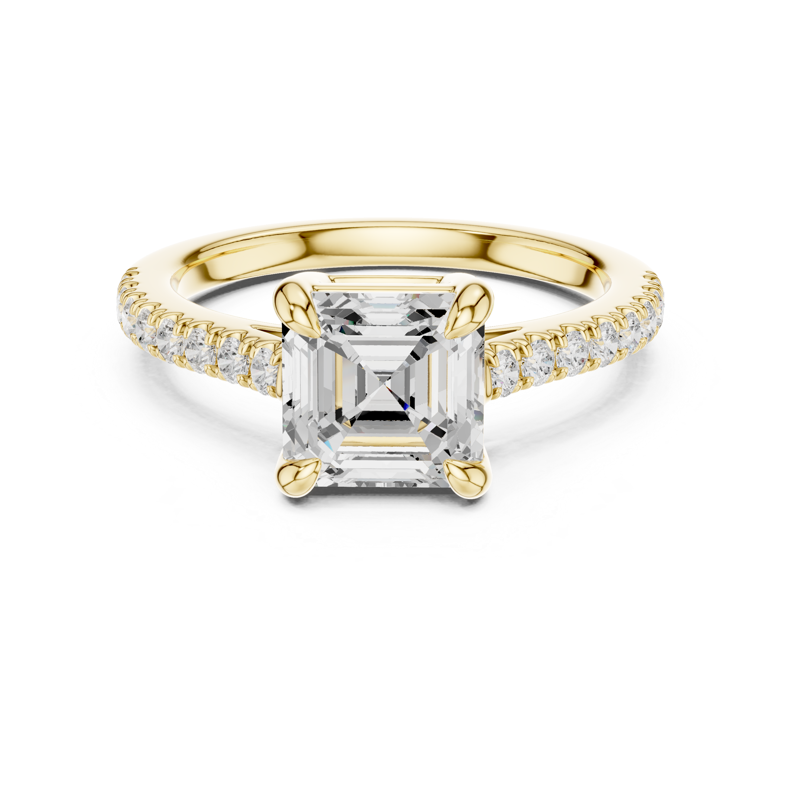 Cushion Cut Pavé Solitaire Engagement Ring – 2.30 CT Total Weight Diamond Ring