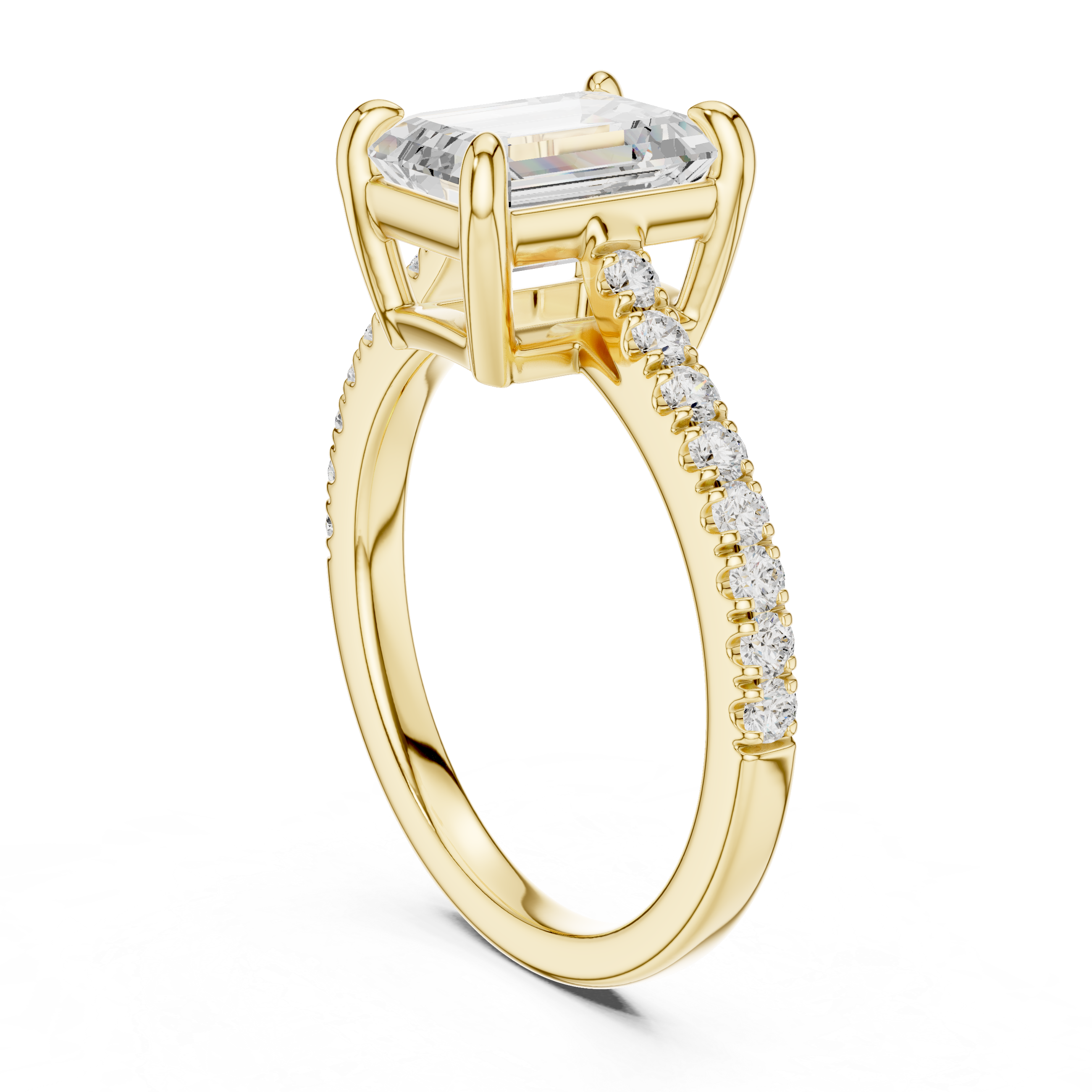 Emerald Cut Pavé Solitaire Engagement Ring – 2.30 CT Total Weight Diamond Ring