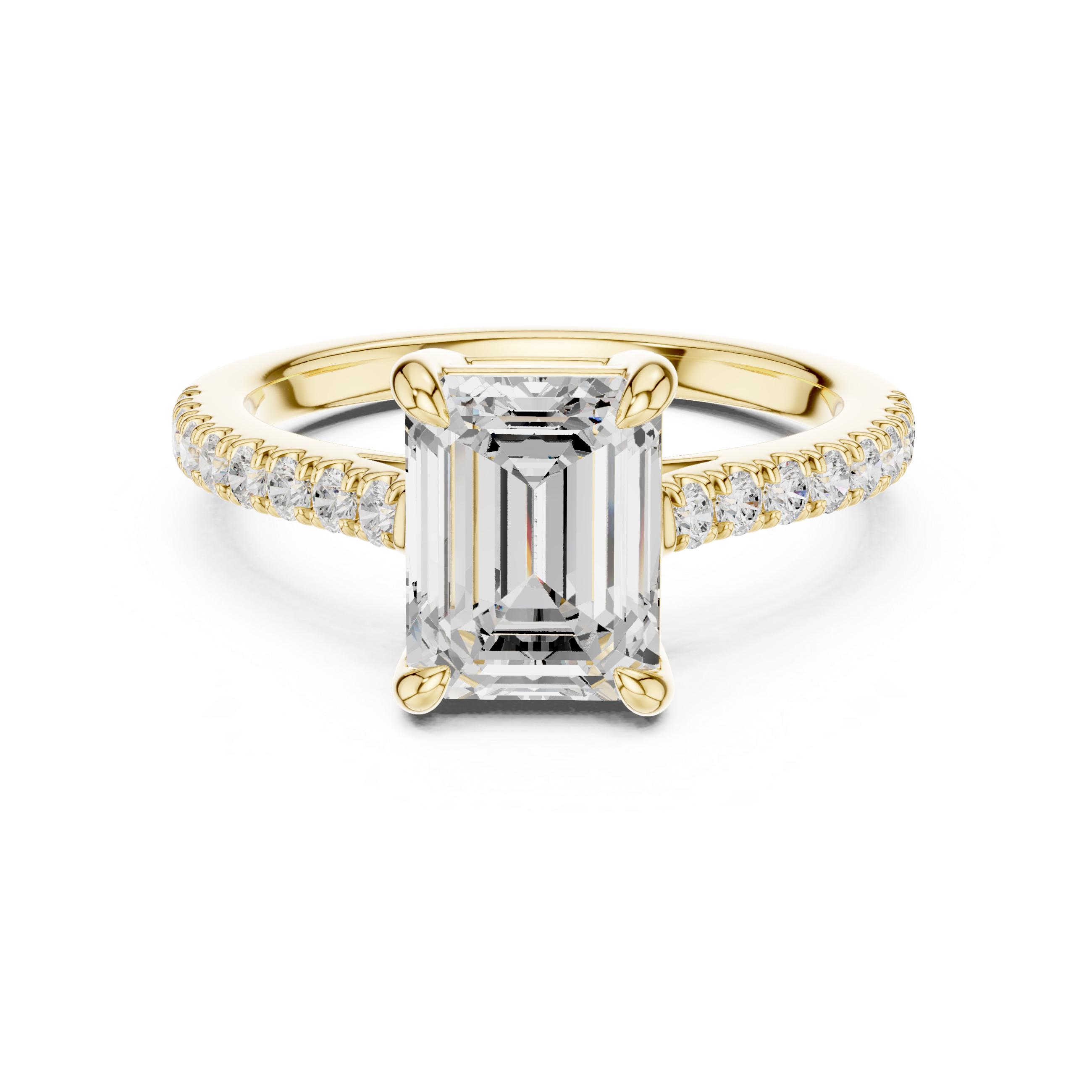 Emerald Cut Pavé Solitaire Engagement Ring – 2.30 CT Total Weight Diamond Ring