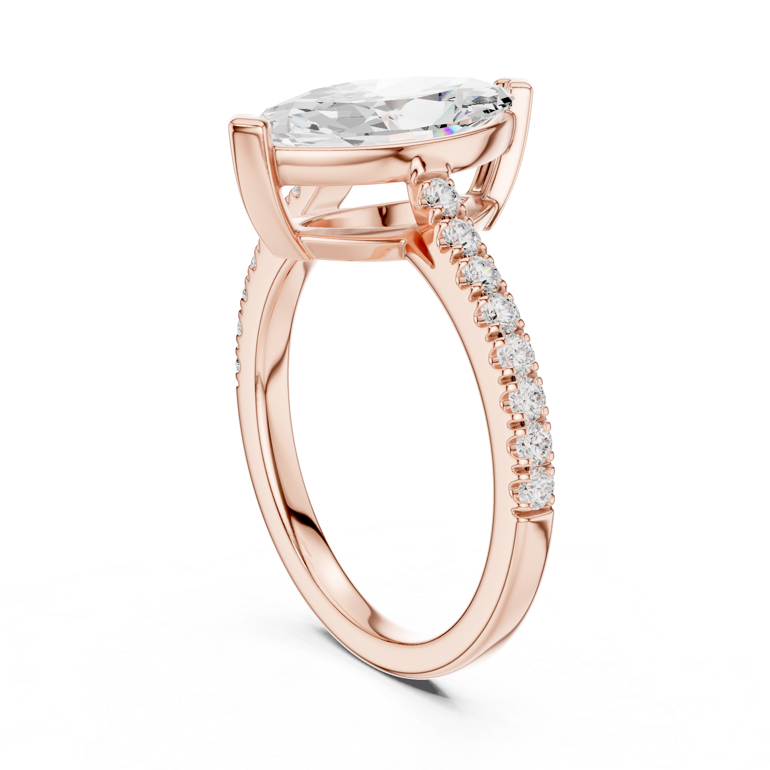 Marquise Cut Pavé Solitaire Engagement Ring – 2.30 CT Total Weight Diamond Ring