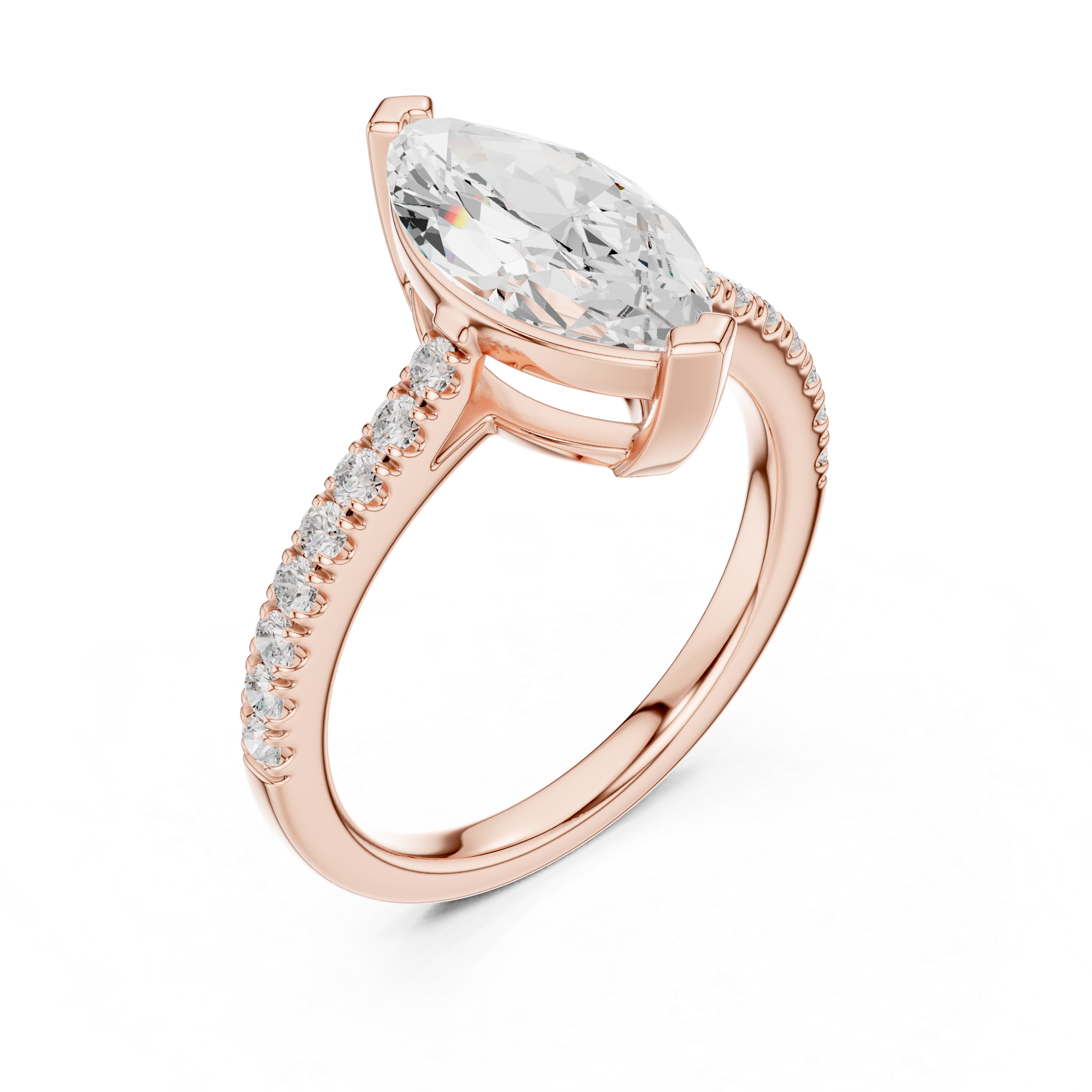 Marquise Cut Pavé Solitaire Engagement Ring – 2.30 CT Total Weight Diamond Ring