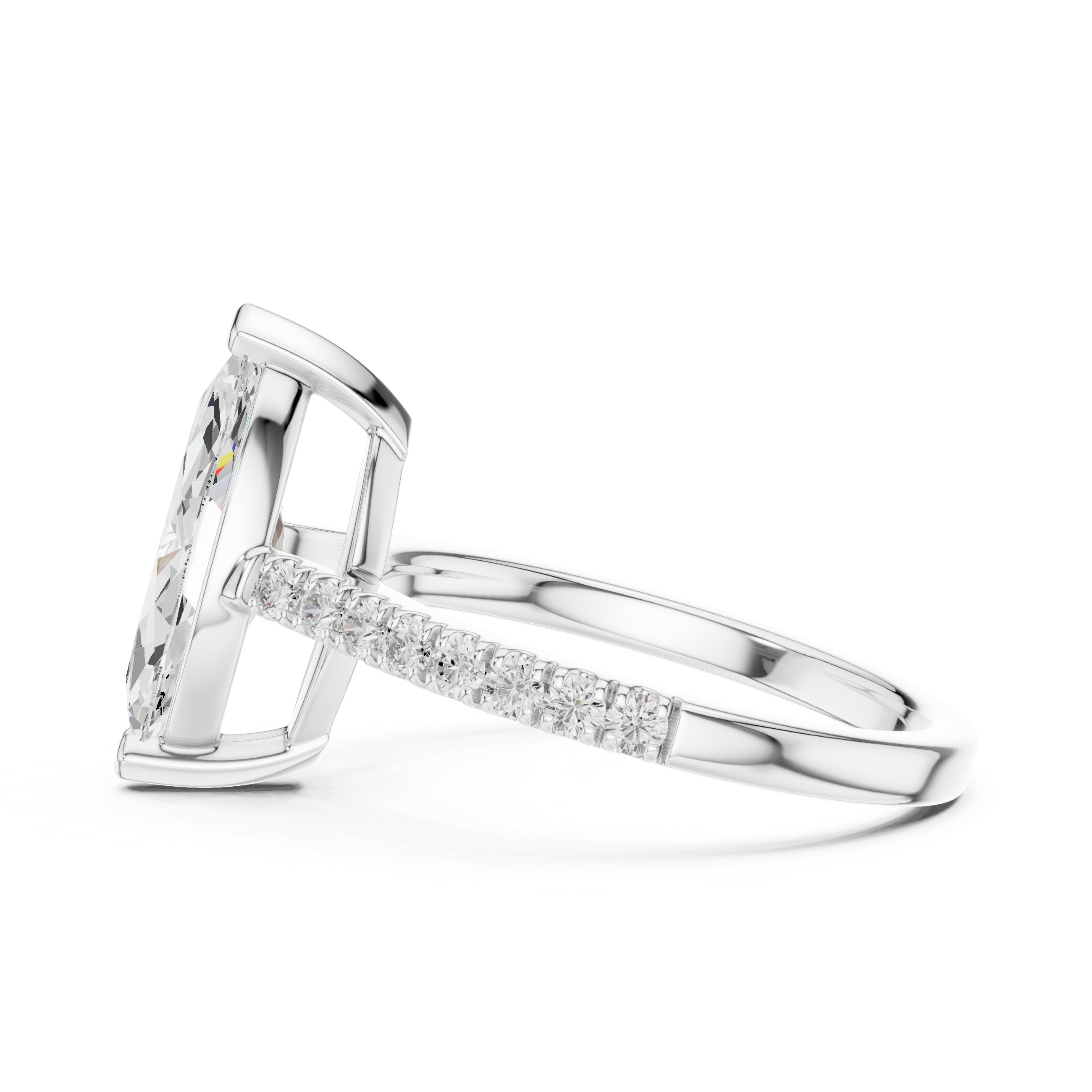 Marquise Cut Pavé Solitaire Engagement Ring – 2.30 CT Total Weight Diamond Ring
