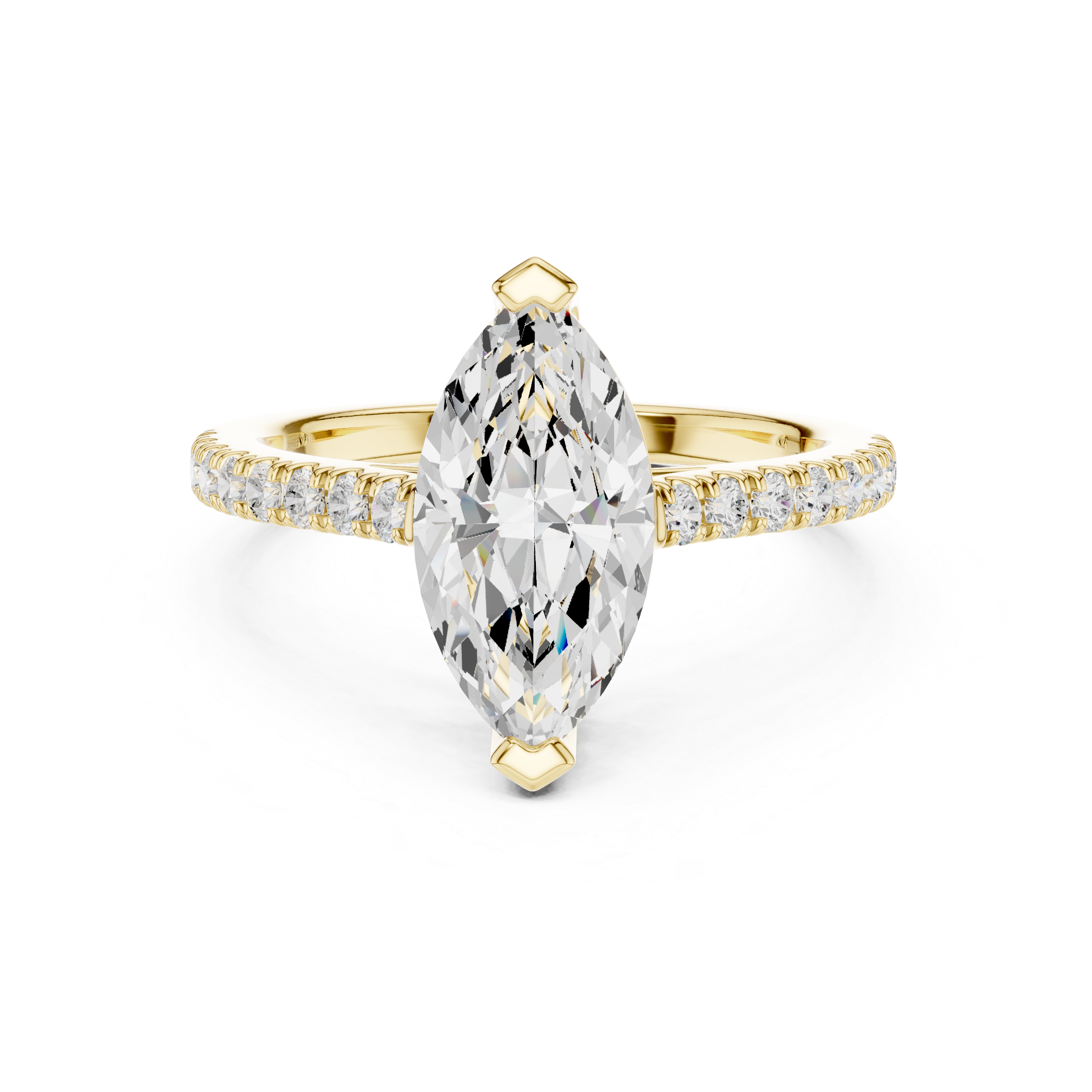 Marquise Cut Pavé Solitaire Engagement Ring – 2.30 CT Total Weight Diamond Ring