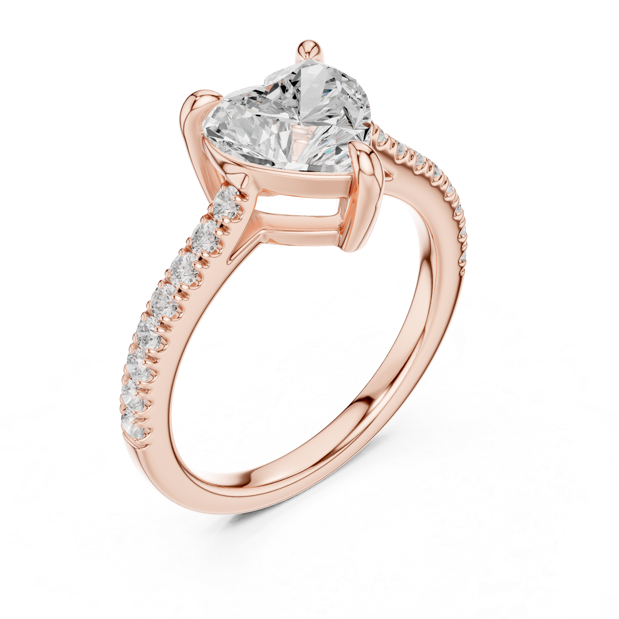 Heart Cut Pavé Solitaire Engagement Ring – 2.30 CT Total Weight Diamond Ring