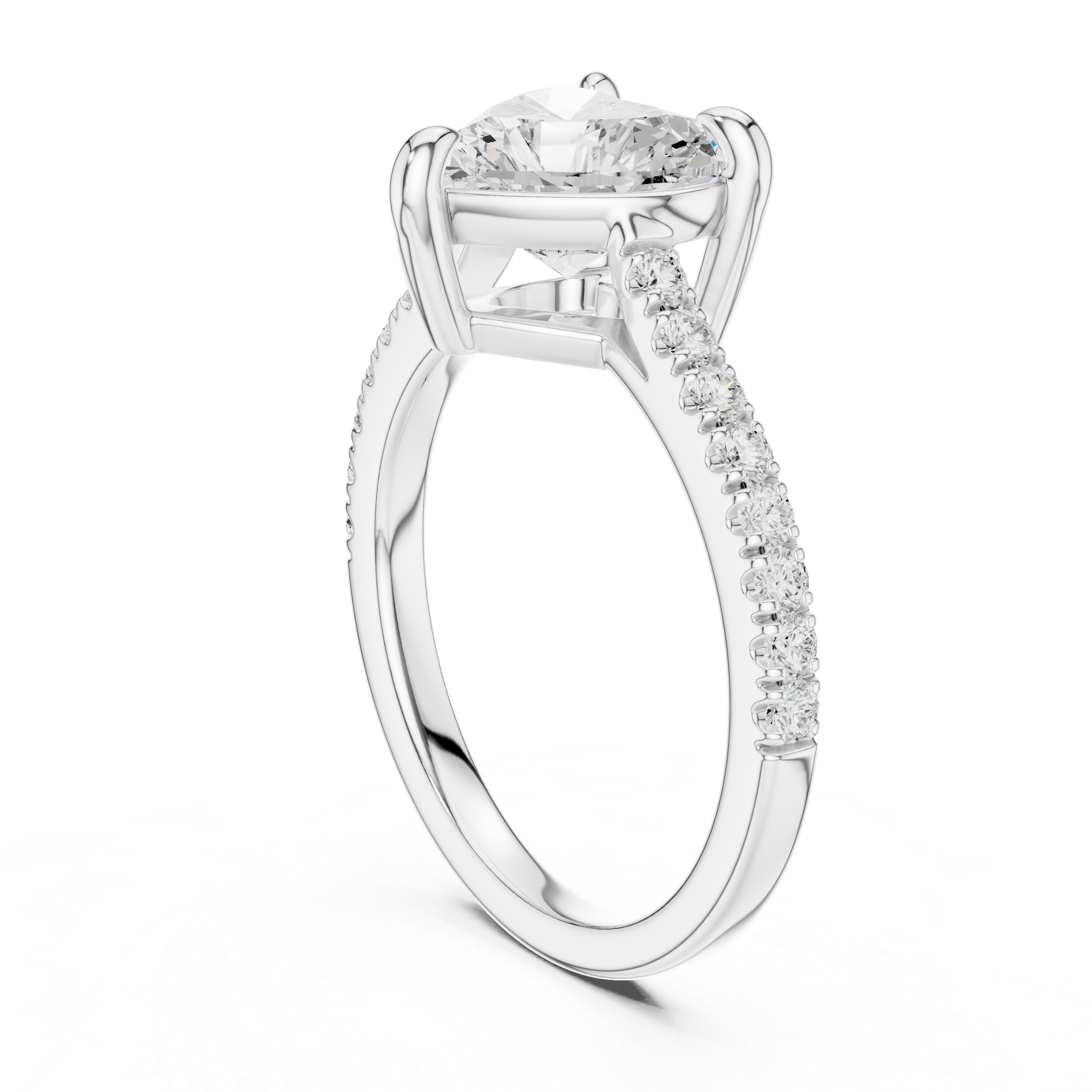 Heart Cut Pavé Solitaire Engagement Ring – 2.30 CT Total Weight Diamond Ring