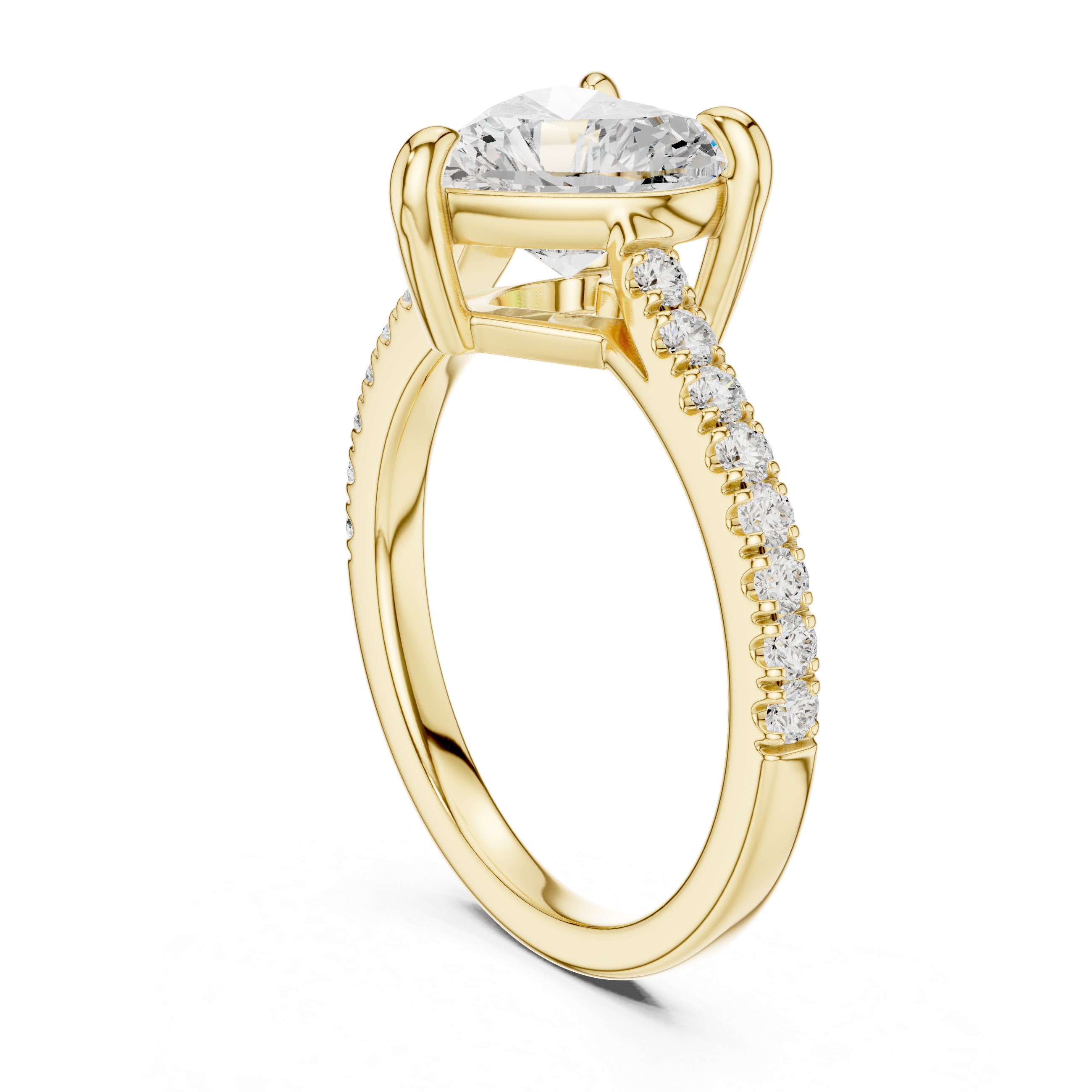 Heart Cut Pavé Solitaire Engagement Ring – 2.30 CT Total Weight Diamond Ring