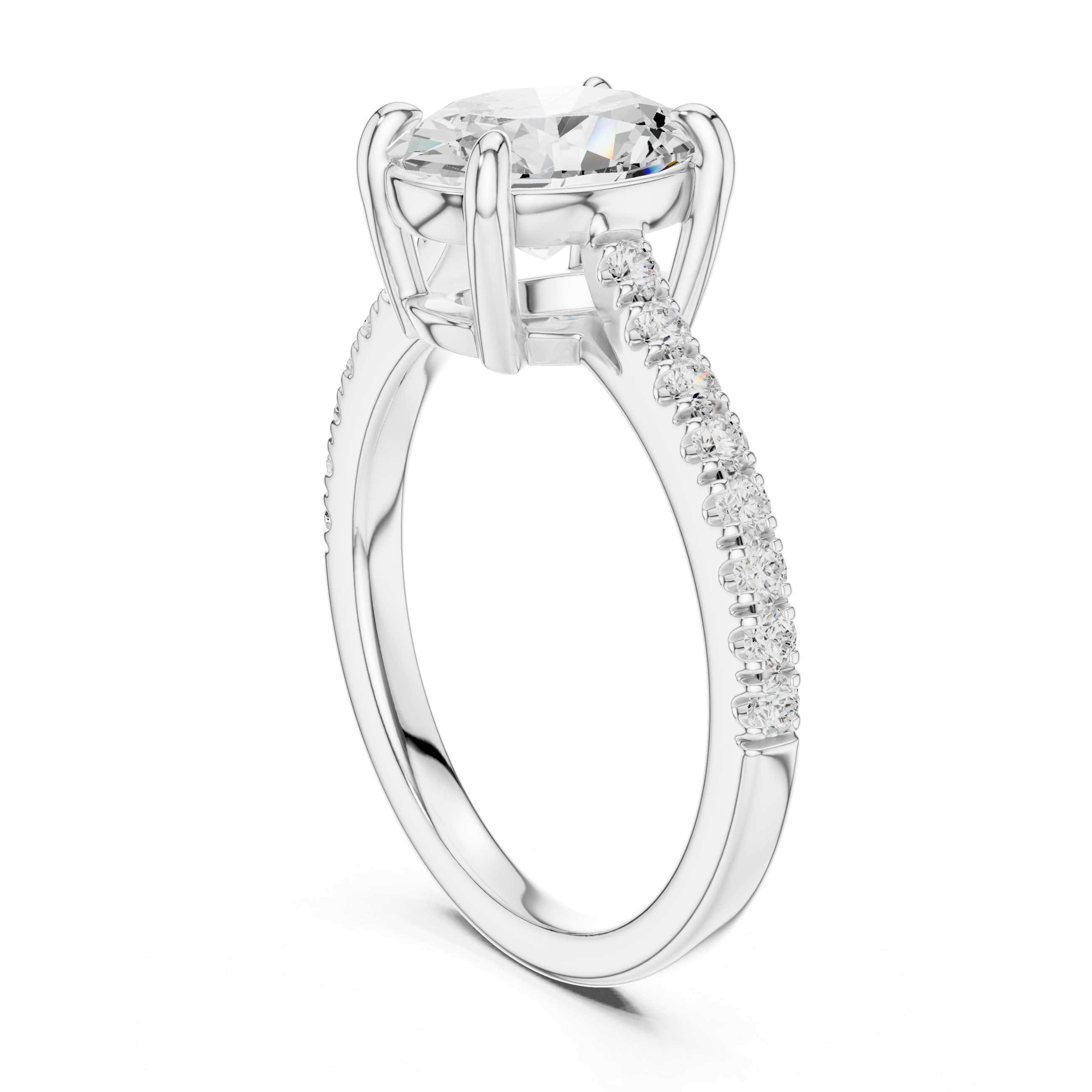 Oval Cut Pavé Solitaire Engagement Ring – 2.30 CT Total Weight Diamond Ring