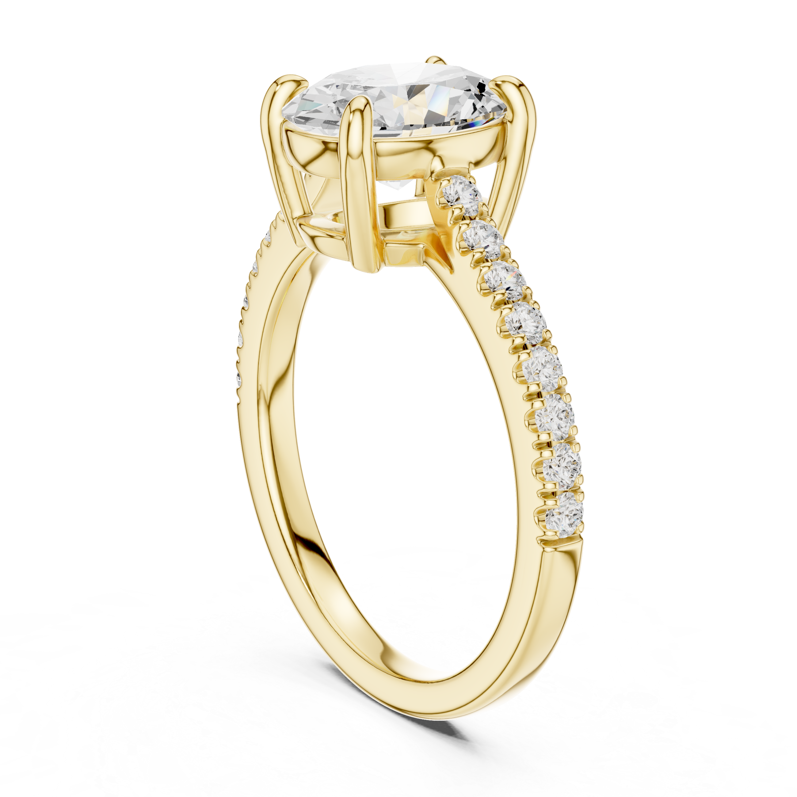 Oval Cut Pavé Solitaire Engagement Ring – 2.30 CT Total Weight Diamond Ring