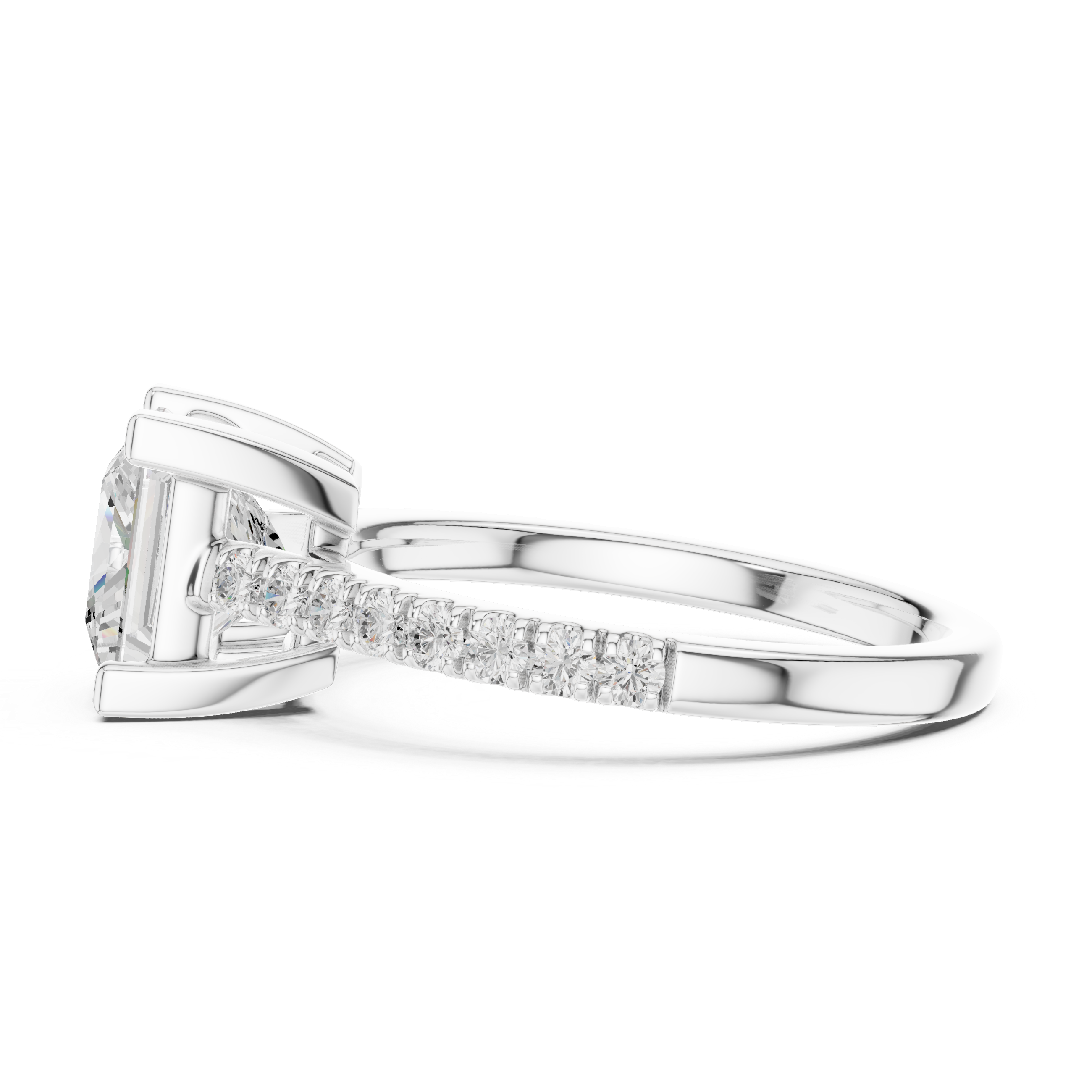 Princess Cut Pavé Solitaire Engagement Ring – 2.30 CT Total Weight Diamond Ring