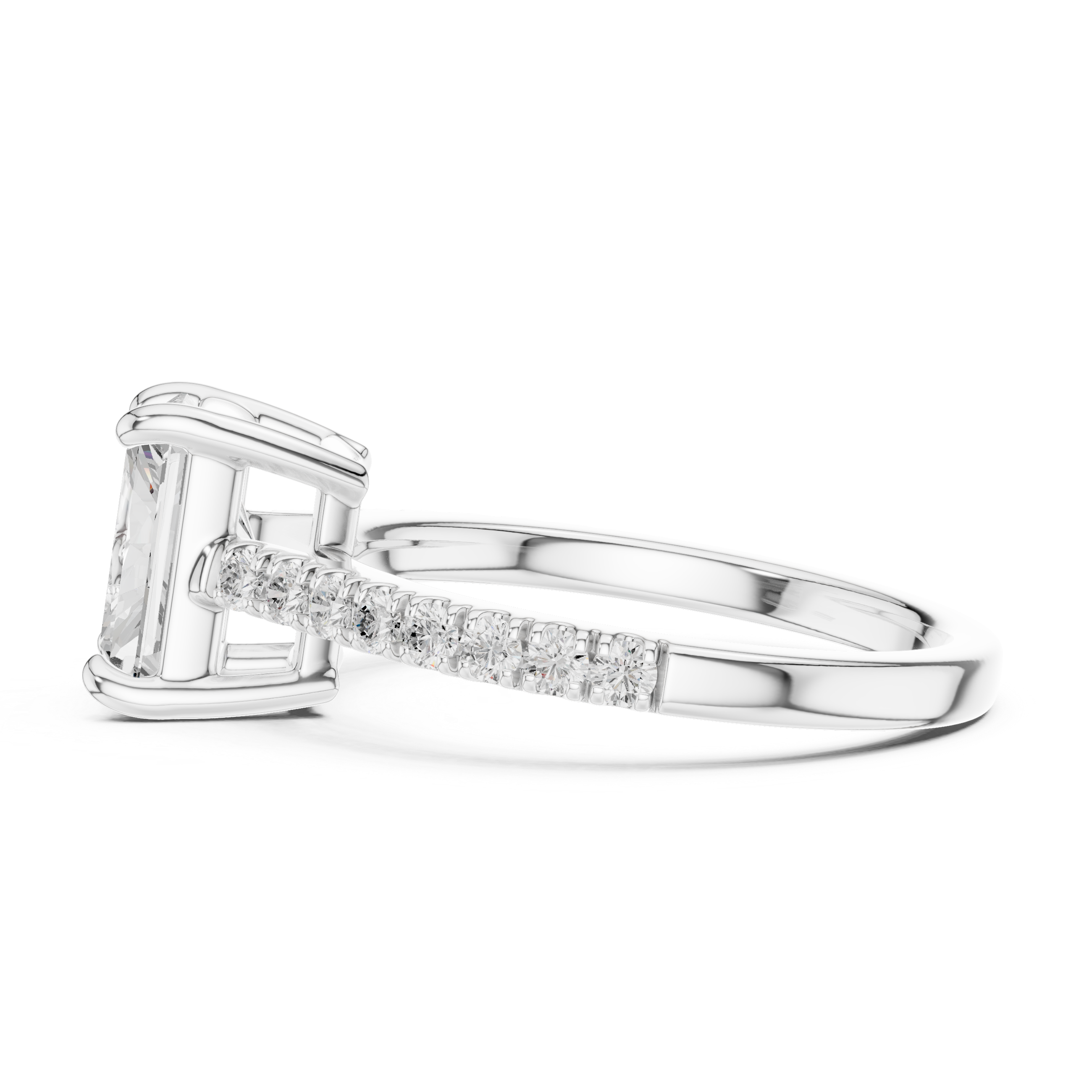 Radiant Cut Pavé Solitaire Engagement Ring – 2.30 CT Total Weight Diamond Ring