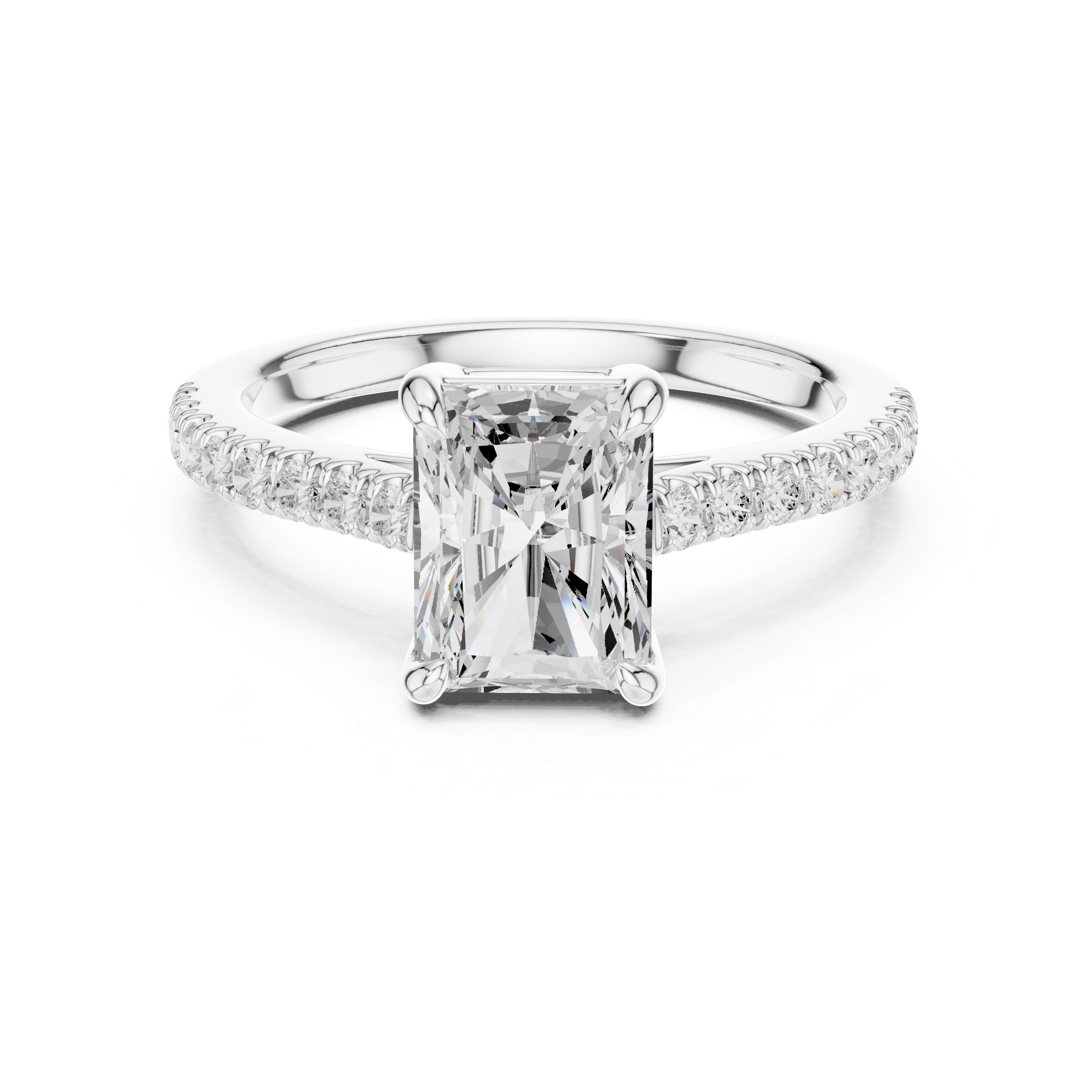 Radiant Cut Pavé Solitaire Engagement Ring – 2.30 CT Total Weight Diamond Ring
