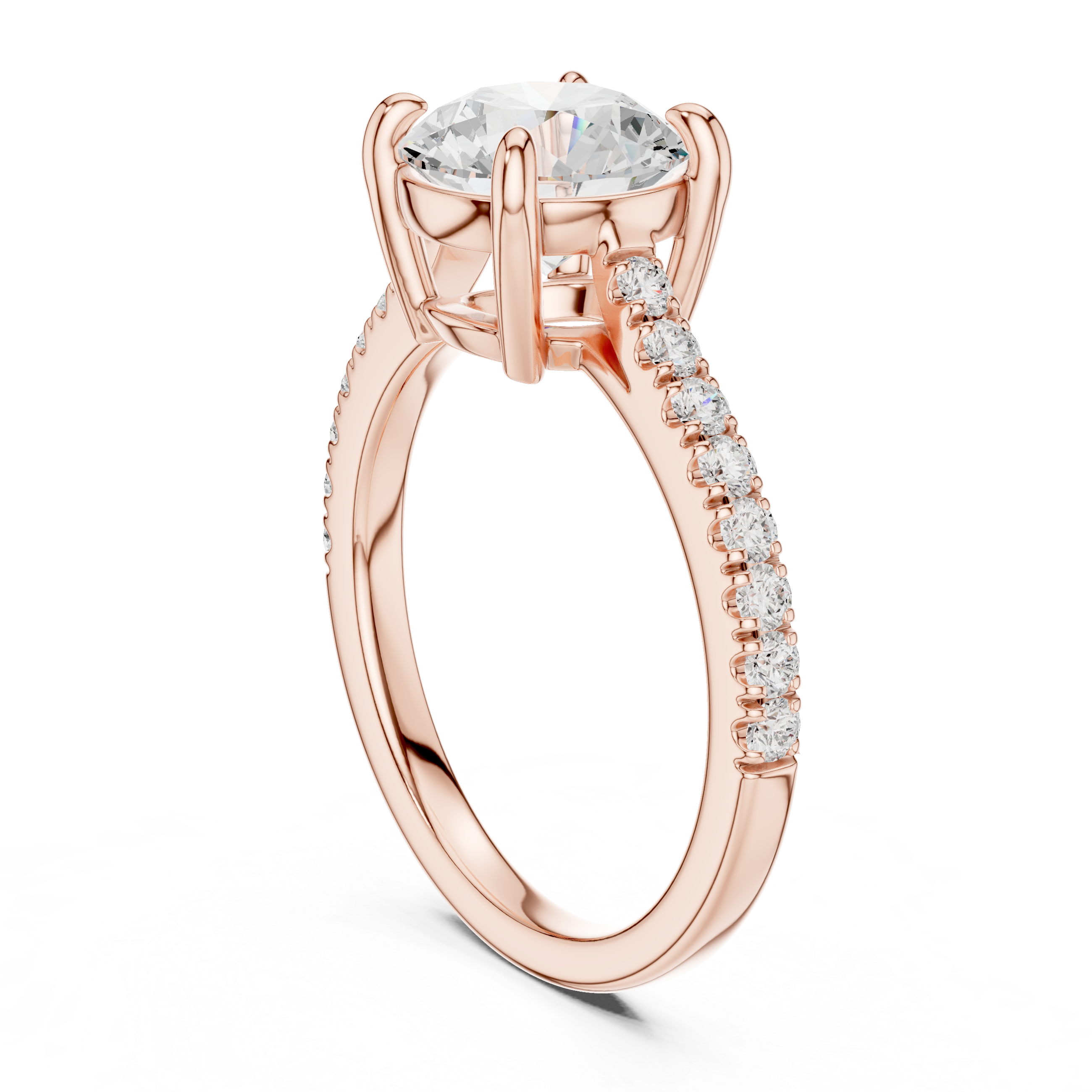 Classic Round Cut Pavé Solitaire Engagement Ring – 2.30 CT Total Weight Diamond Ring