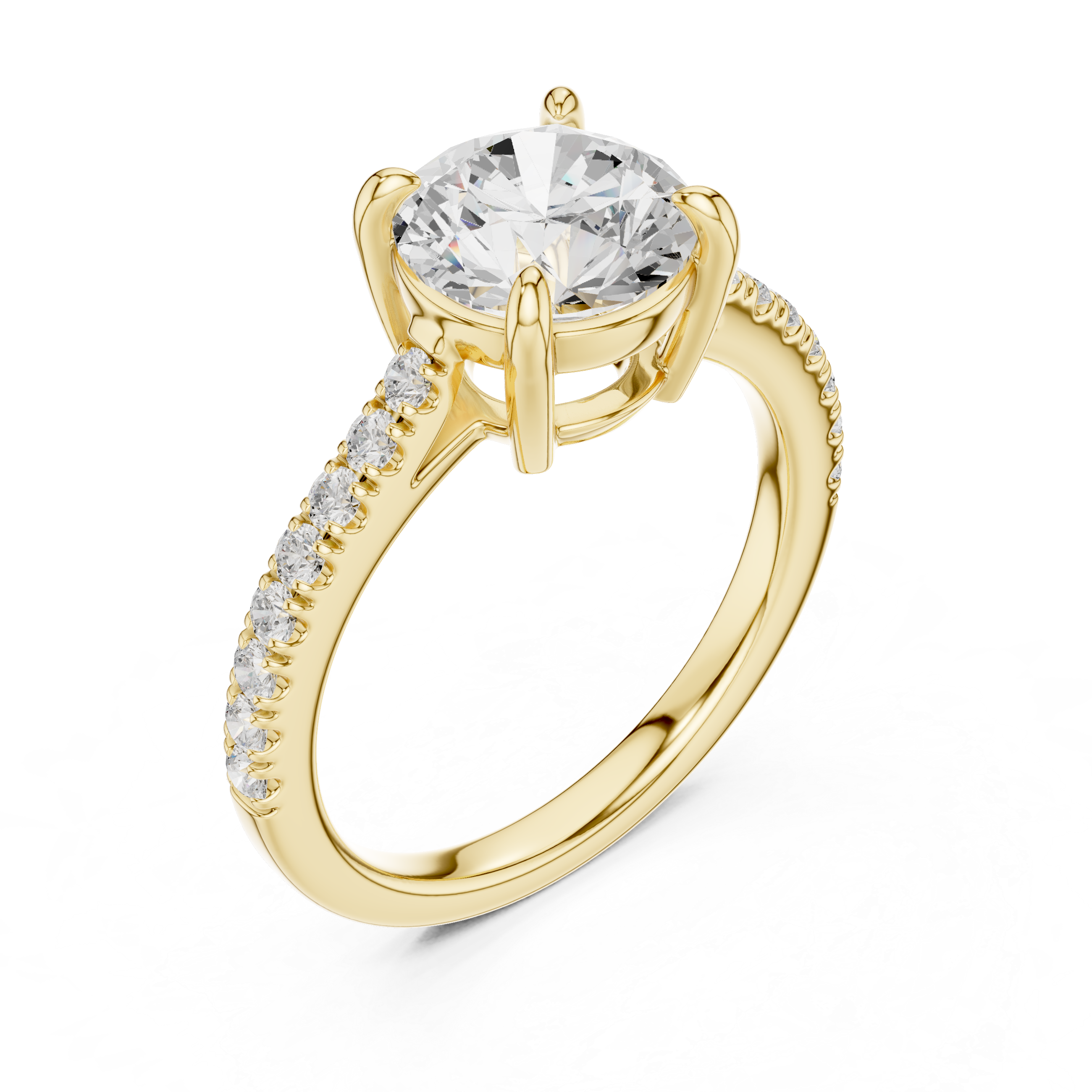 Classic Round Cut Pavé Solitaire Engagement Ring – 2.30 CT Total Weight Diamond Ring