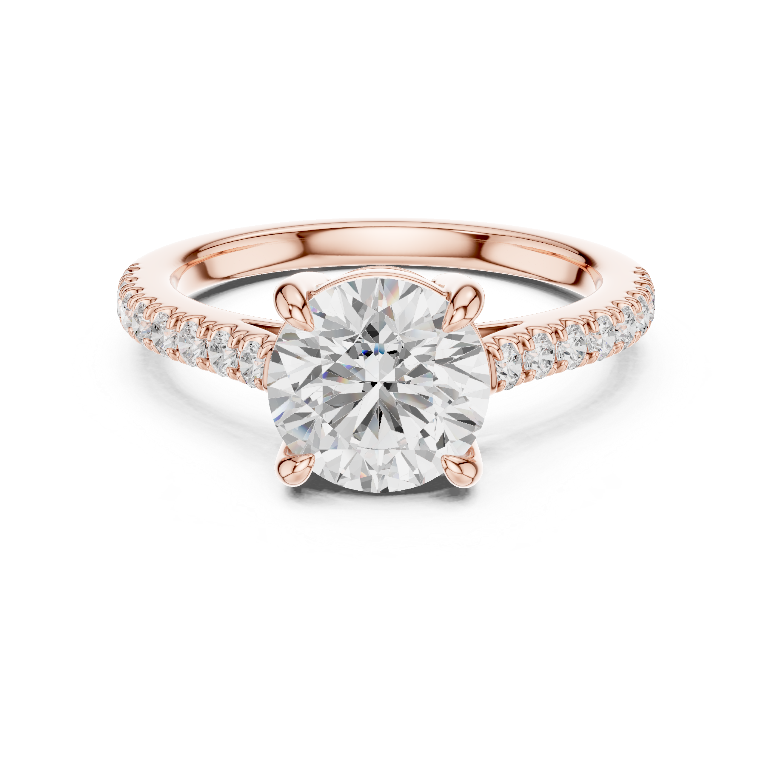 Classic Round Cut Pavé Solitaire Engagement Ring – 2.30 CT Total Weight Diamond Ring