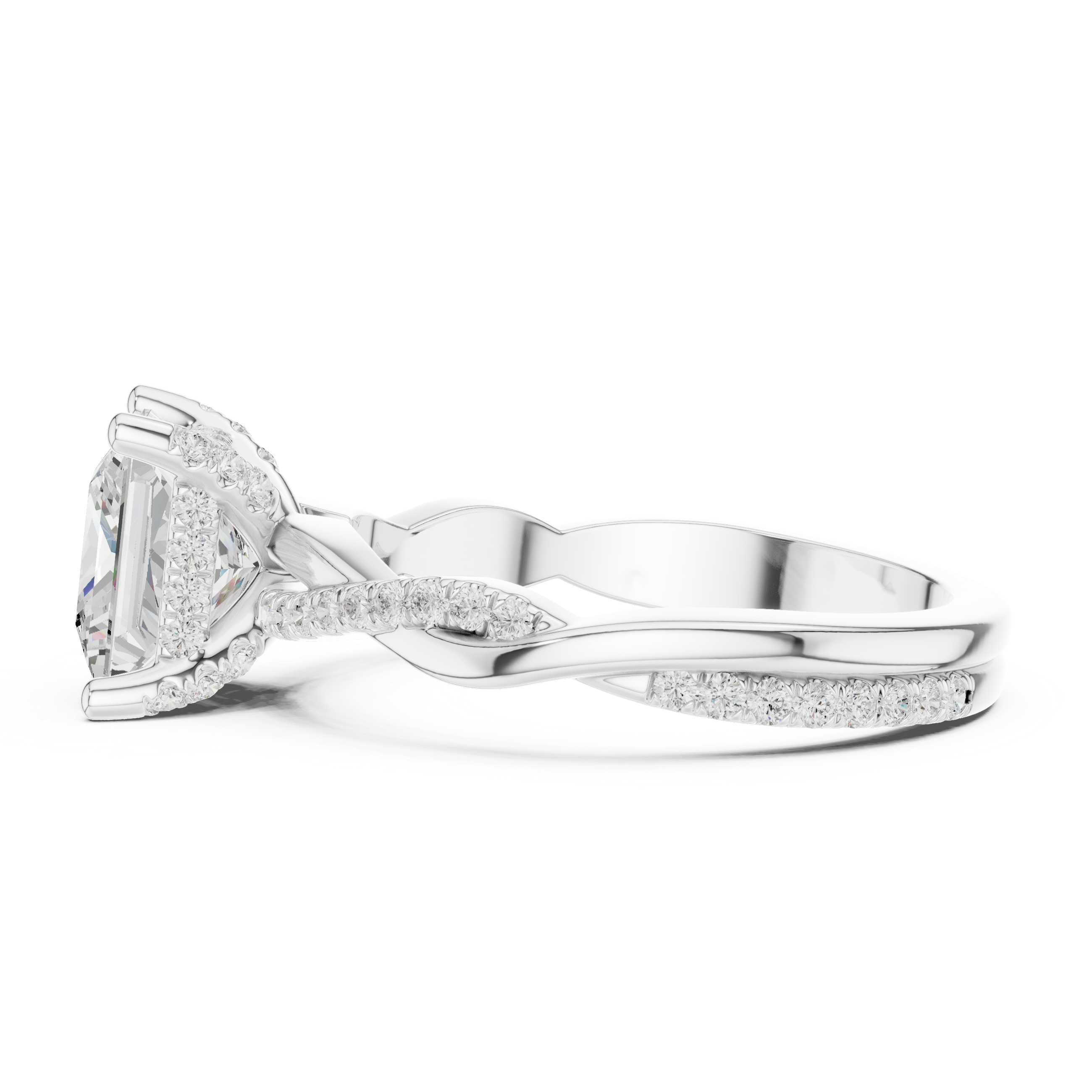 Twisted Pavé Princess Cut Engagement Ring – 2.33 CT Total Weight Diamond Ring