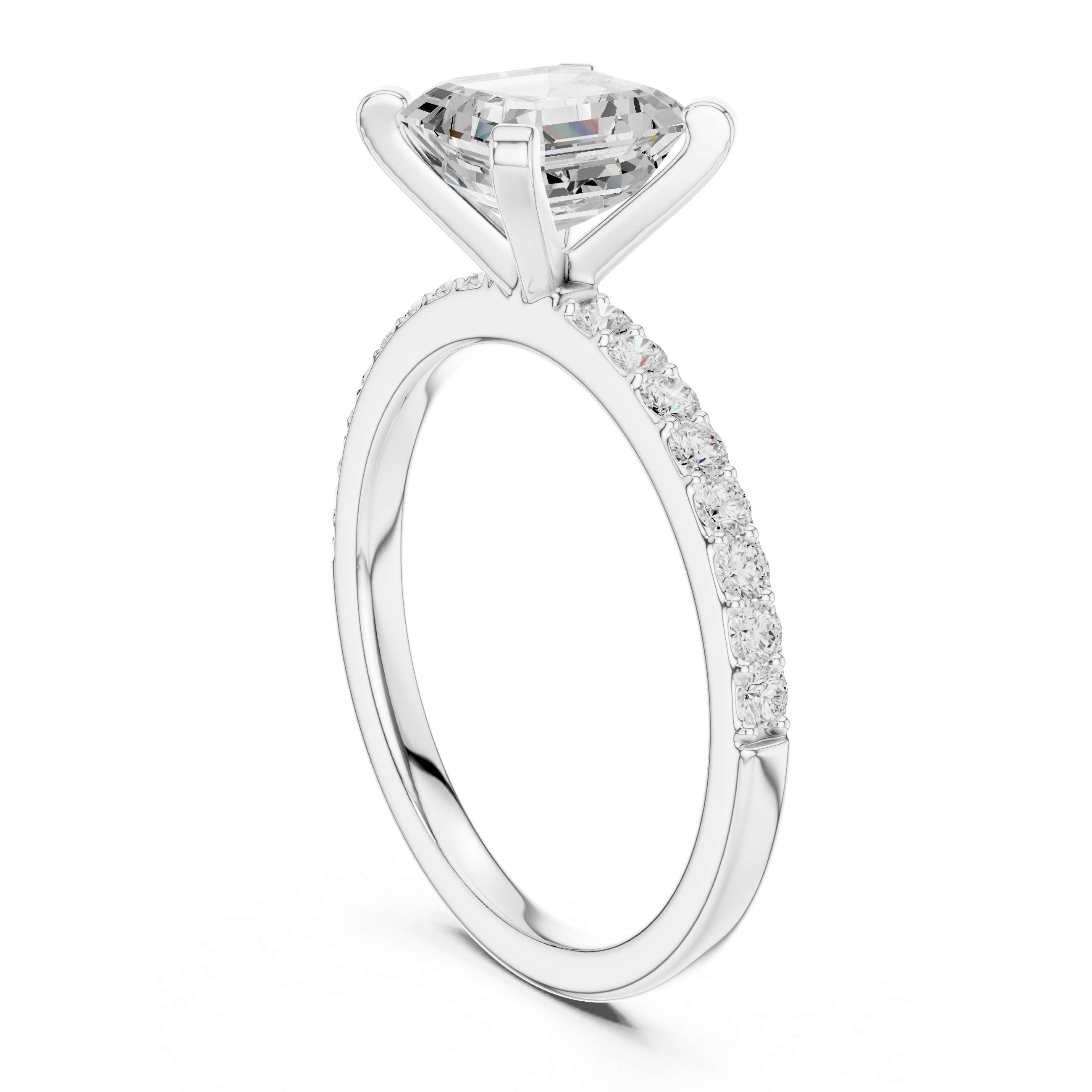 Asscher Cut Pavé Engagement Ring – 2.22 CT Total Weight Diamond Ring