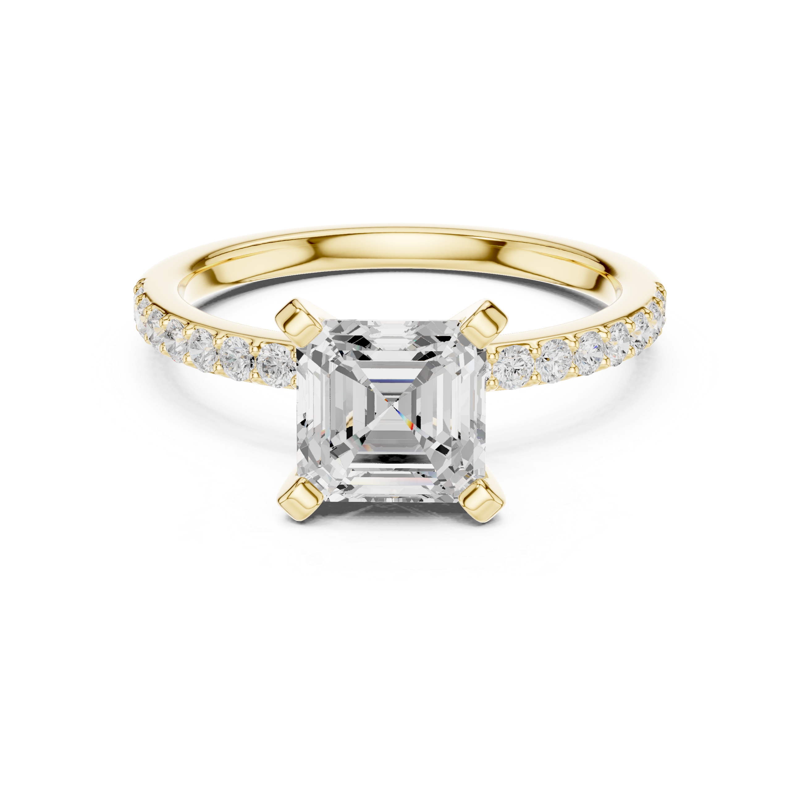 Asscher Cut Pavé Engagement Ring – 2.22 CT Total Weight Diamond Ring