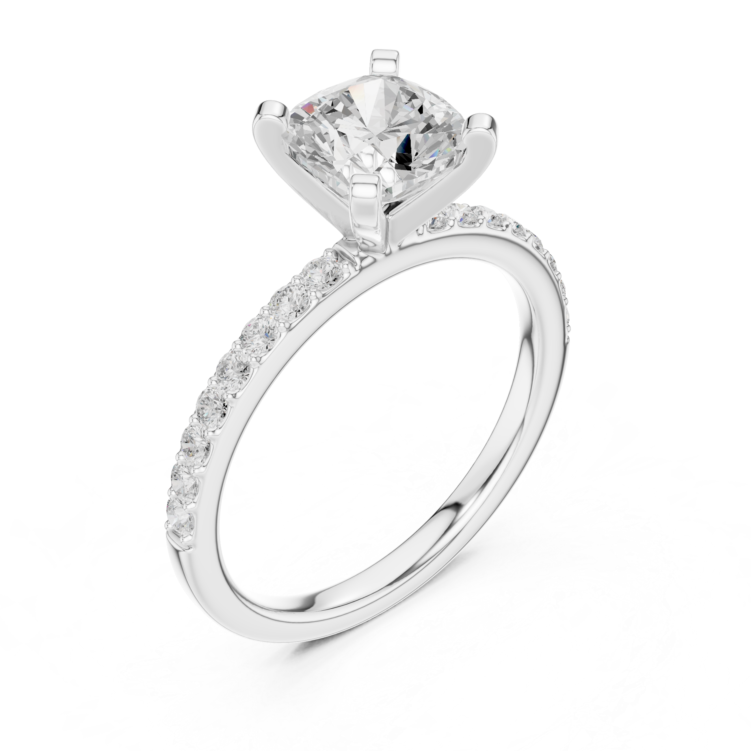 Cushion Cut Pavé Engagement Ring – 2.22 CT Total Weight Diamond Ring