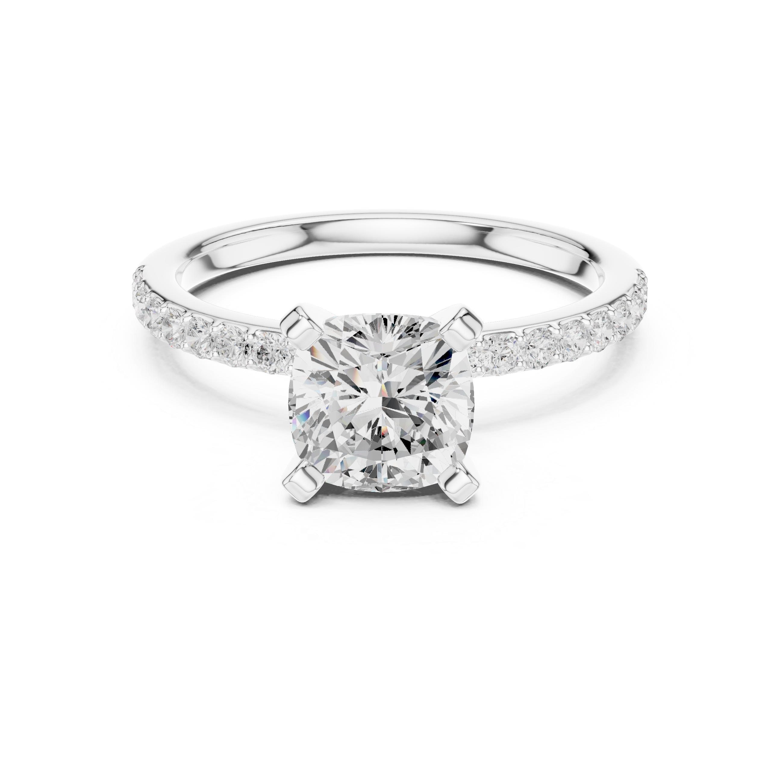 Cushion Cut Pavé Engagement Ring – 2.22 CT Total Weight Diamond Ring
