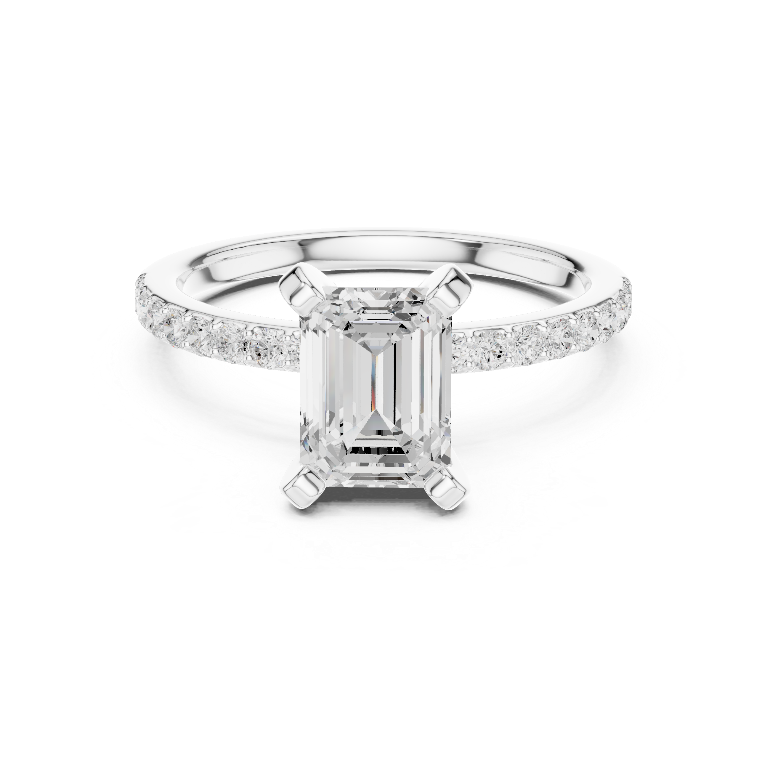Emerald Cut Pavé Engagement Ring – 2.22 CT Total Weight Diamond Ring