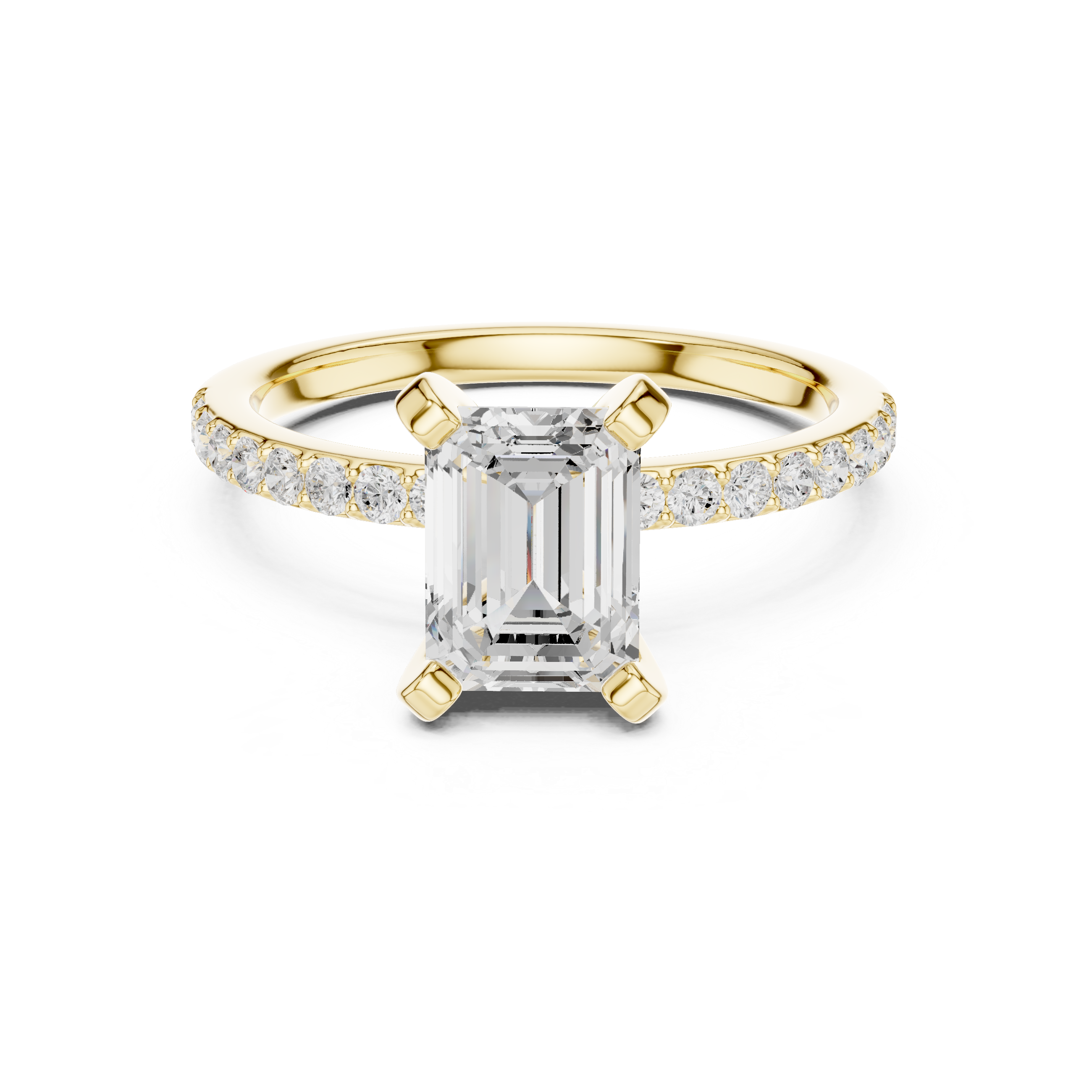 Emerald Cut Pavé Engagement Ring – 2.22 CT Total Weight Diamond Ring