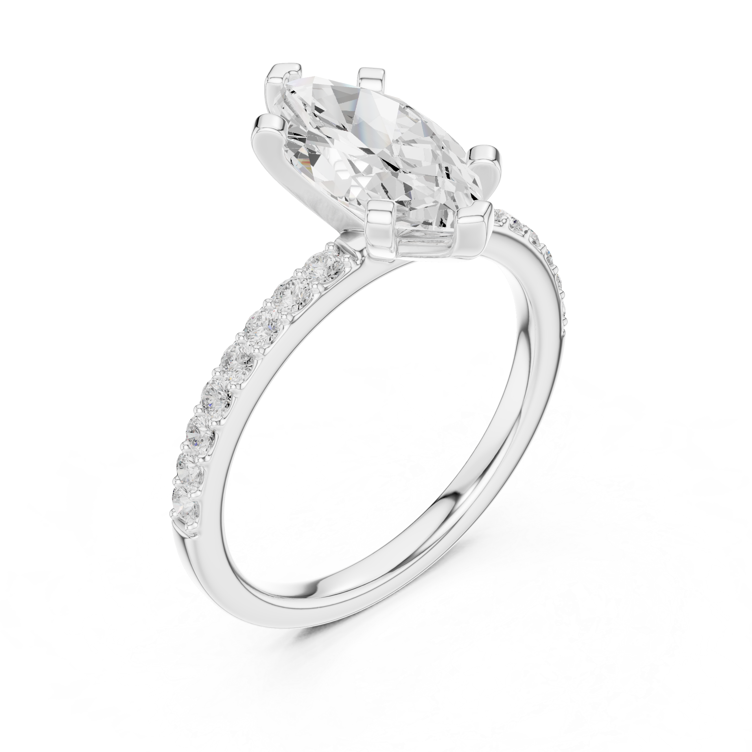 Marquise Cut Pavé Engagement Ring – 2.22 CT Total Weight Diamond Ring