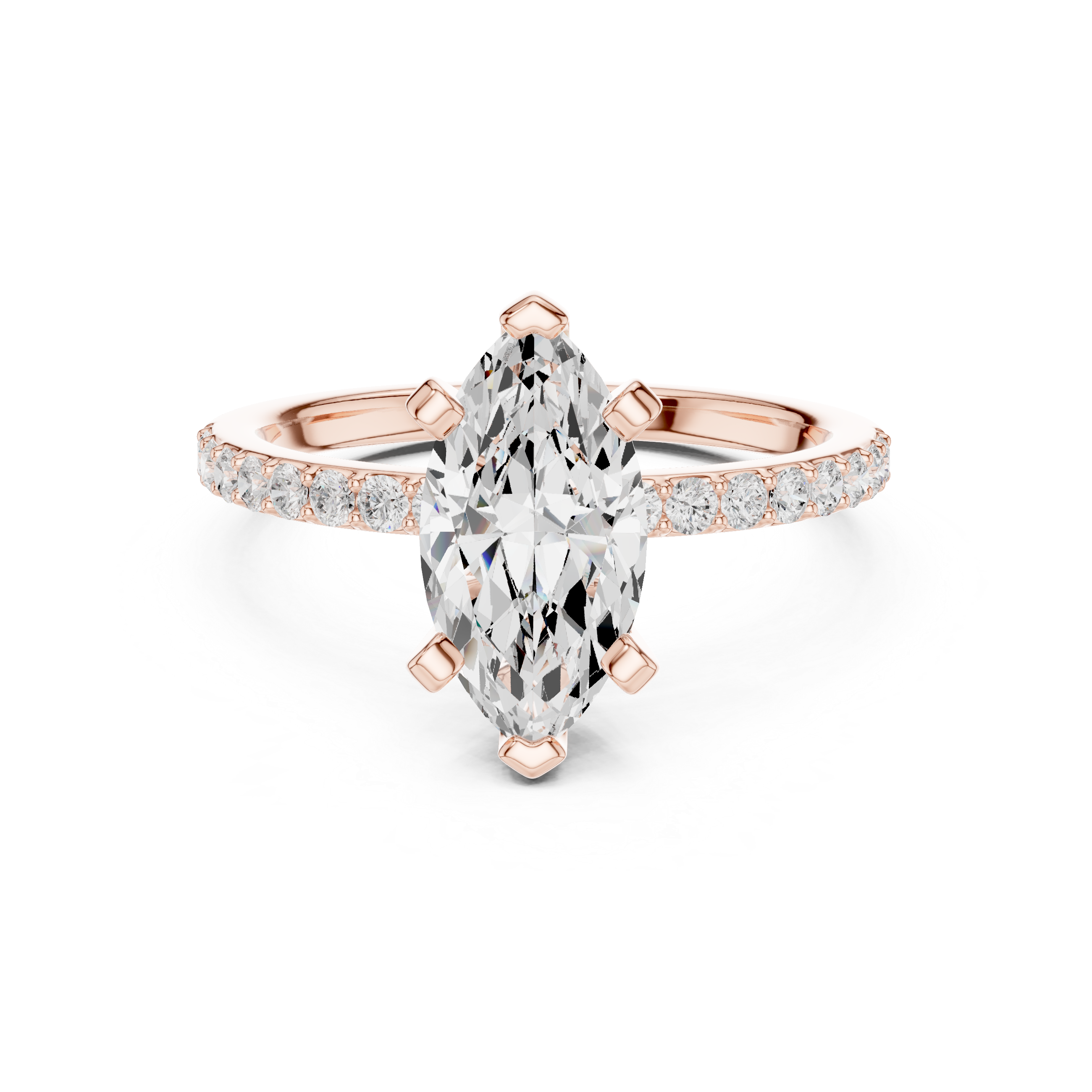 Marquise Cut Pavé Engagement Ring – 2.22 CT Total Weight Diamond Ring