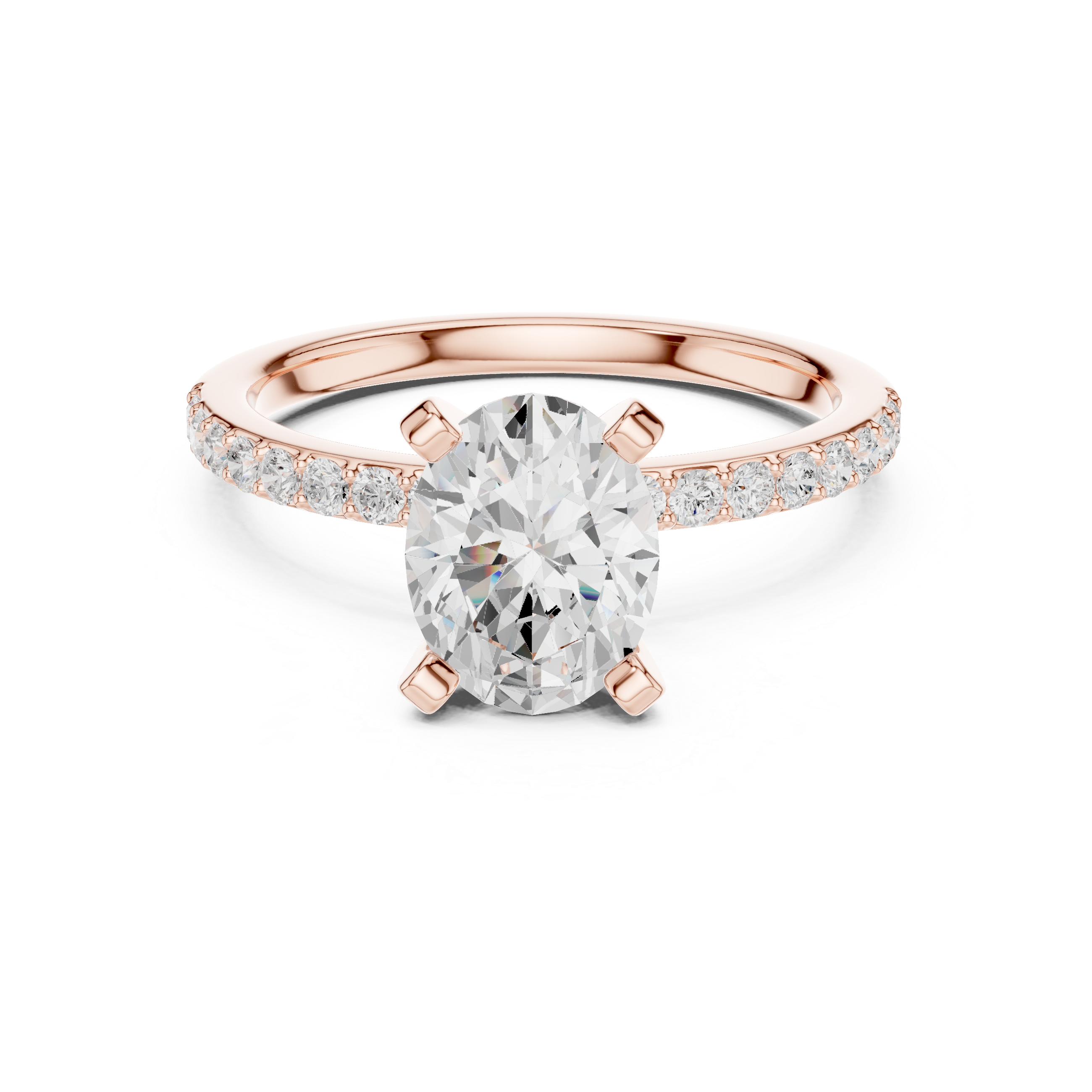 Oval Cut Pavé Engagement Ring – 2.22 CT Total Weight Diamond Ring