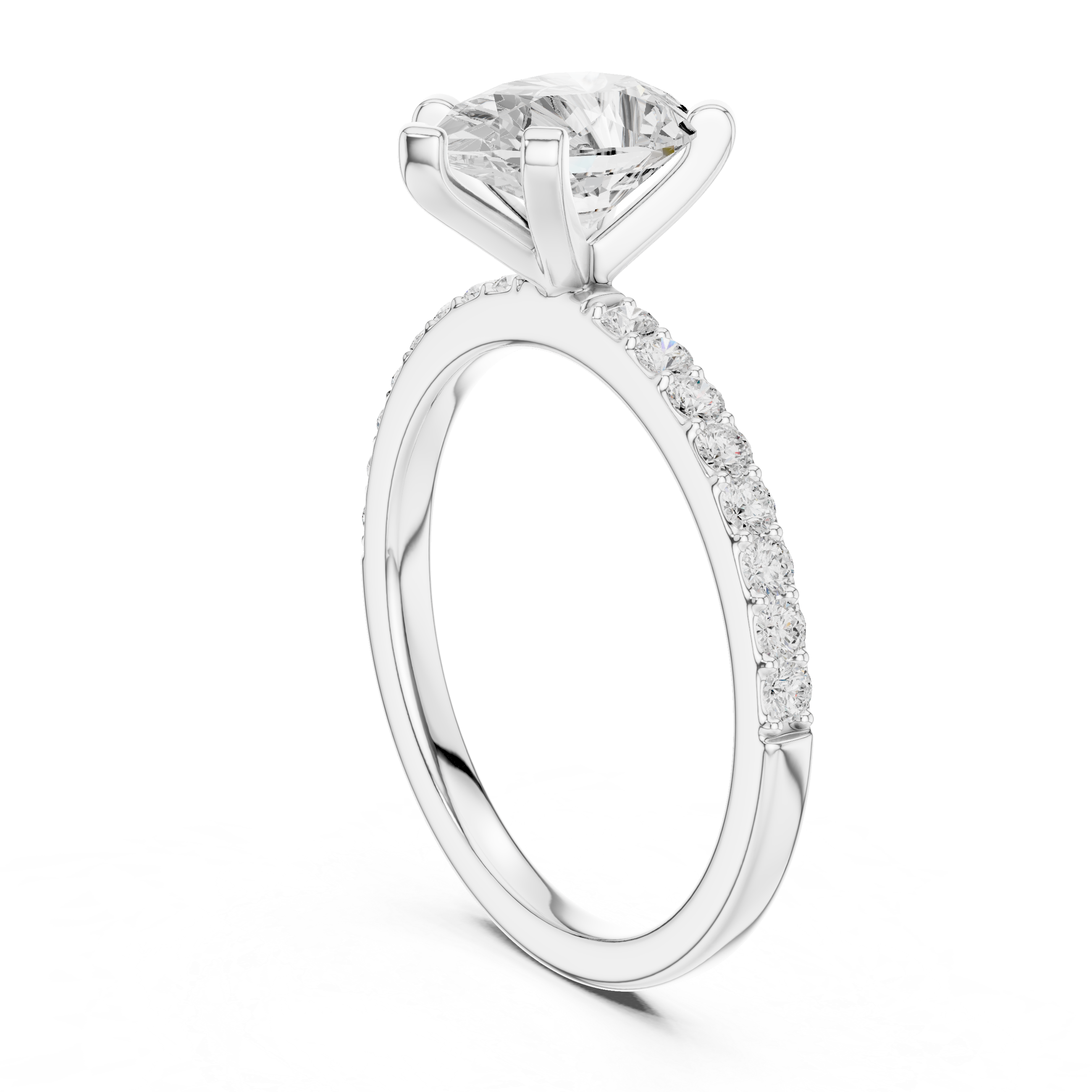 Pear Cut Pavé Engagement Ring – 2.22 CT Total Weight Solitaire Ring