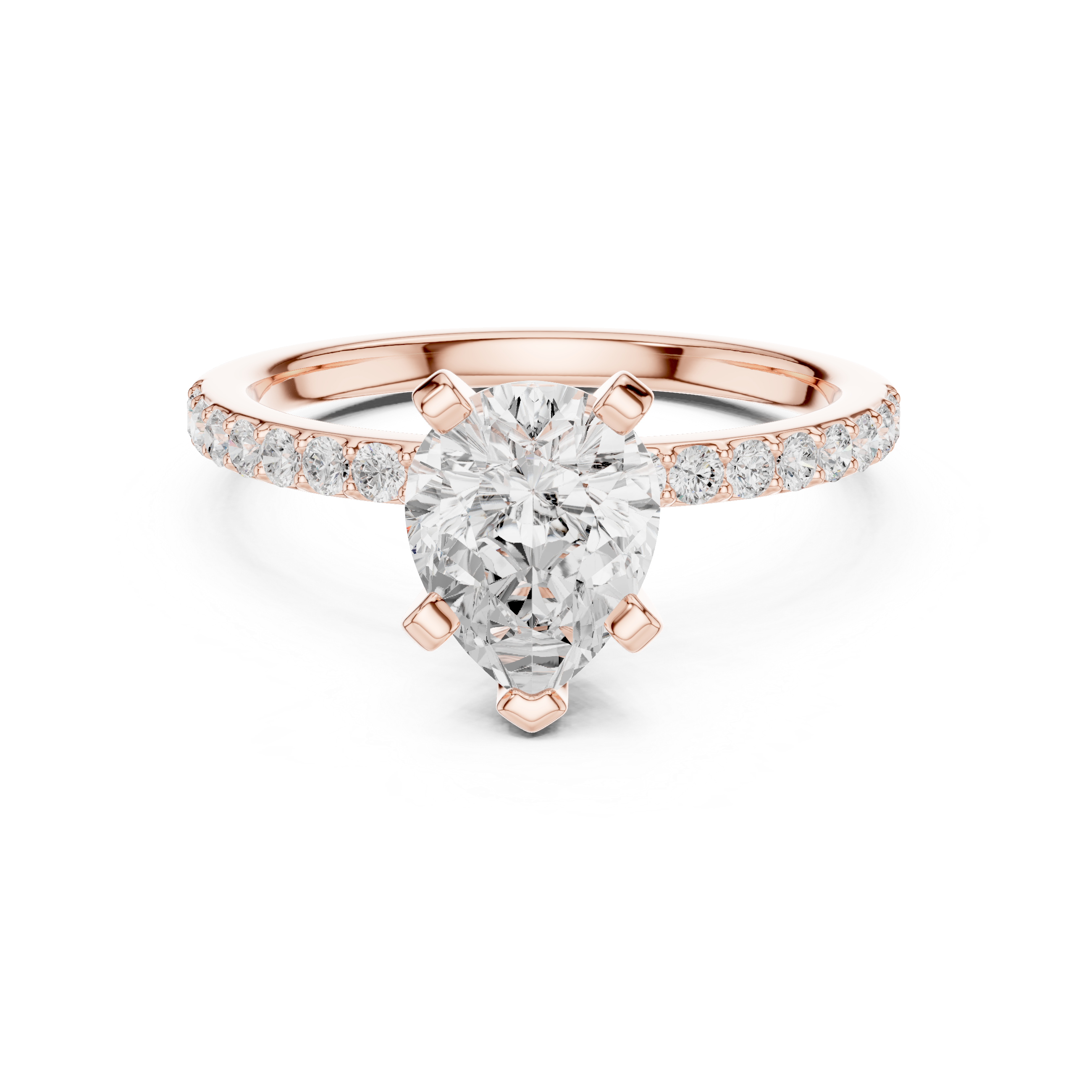 Pear Cut Pavé Engagement Ring – 2.22 CT Total Weight Solitaire Ring