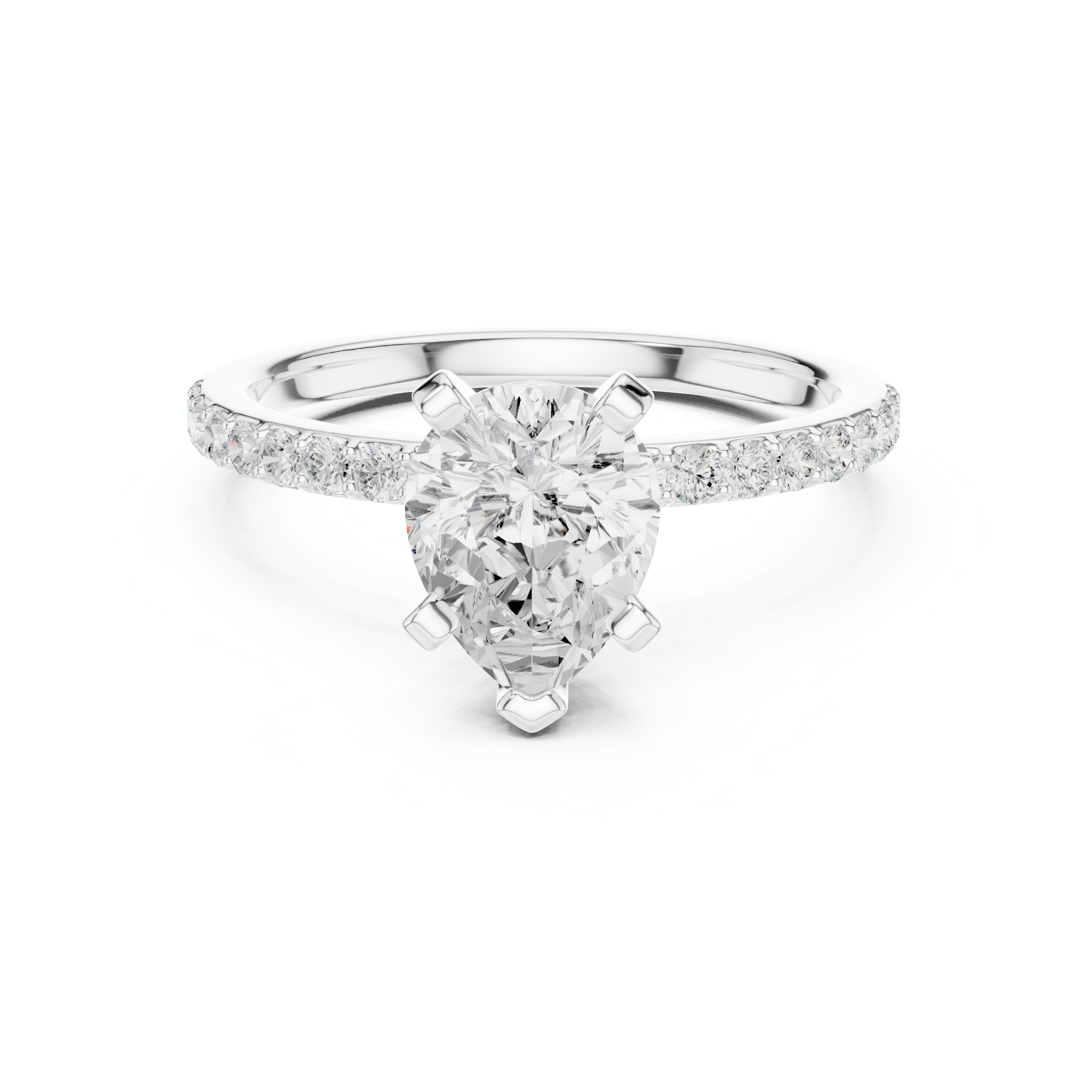 Pear Cut Pavé Engagement Ring – 2.22 CT Total Weight Solitaire Ring