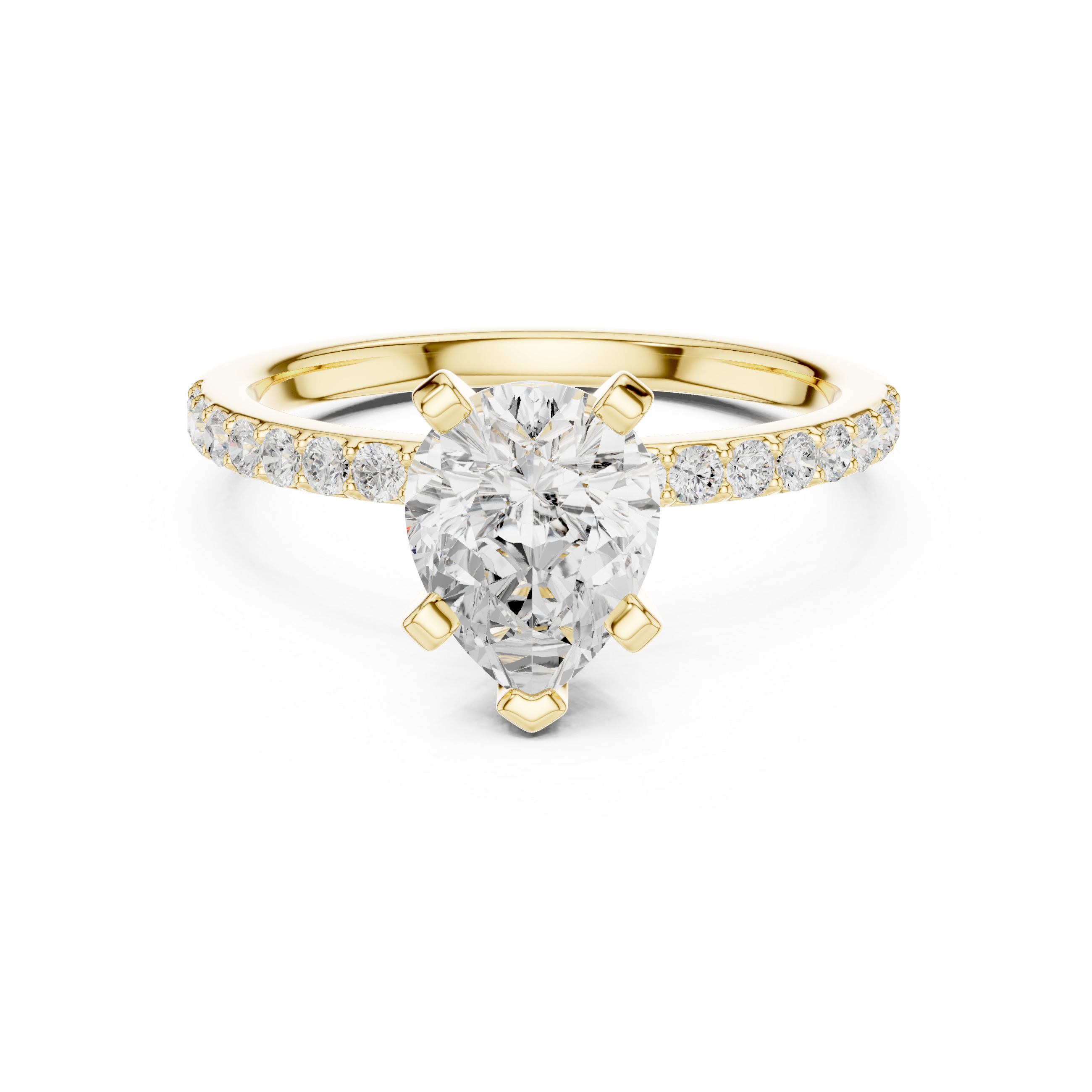 Pear Cut Pavé Engagement Ring – 2.22 CT Total Weight Solitaire Ring