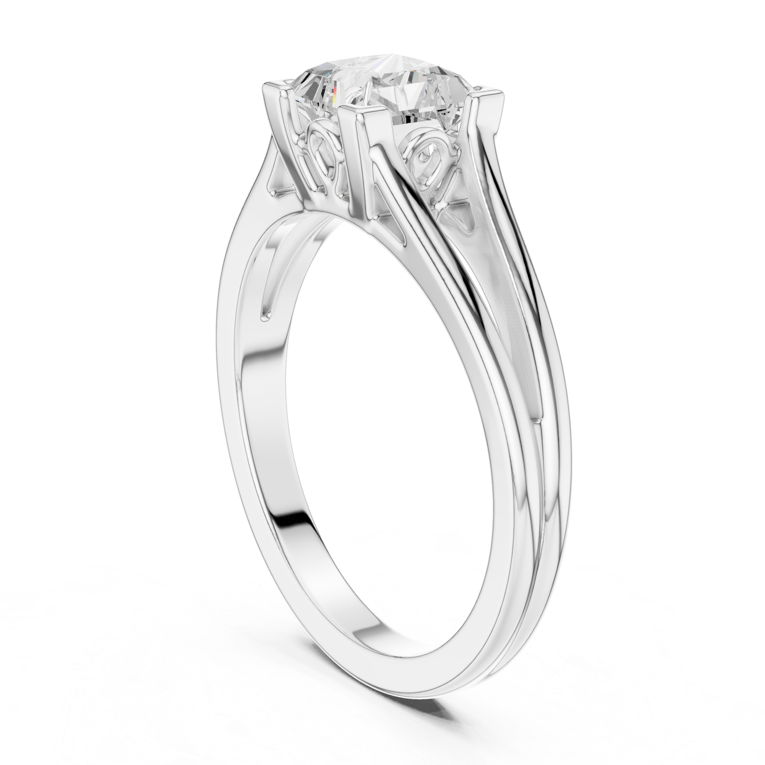Princess Cut Split Shank Engagement Ring – 1.00 CT Solitaire Ring