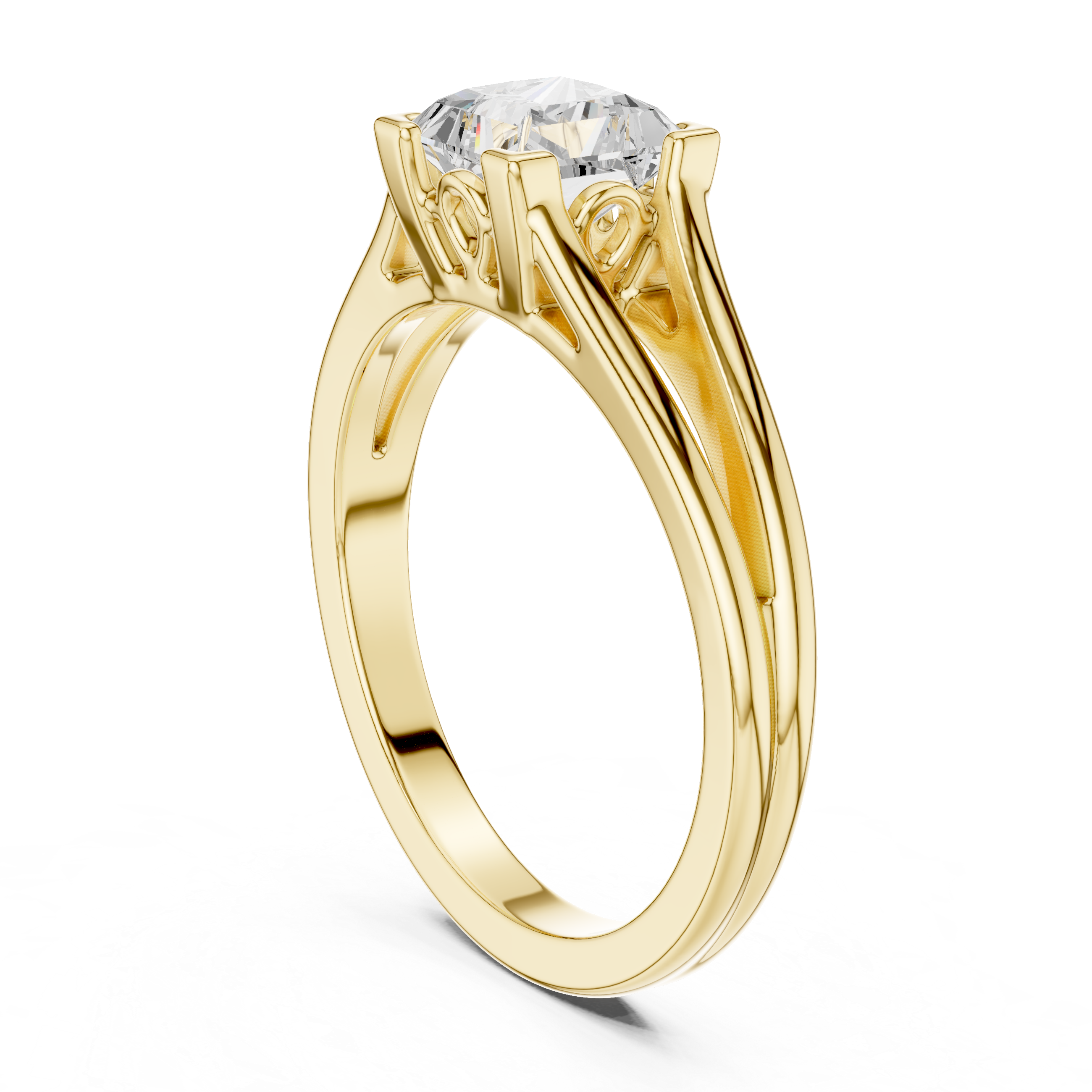 Princess Cut Split Shank Engagement Ring – 1.00 CT Solitaire Ring