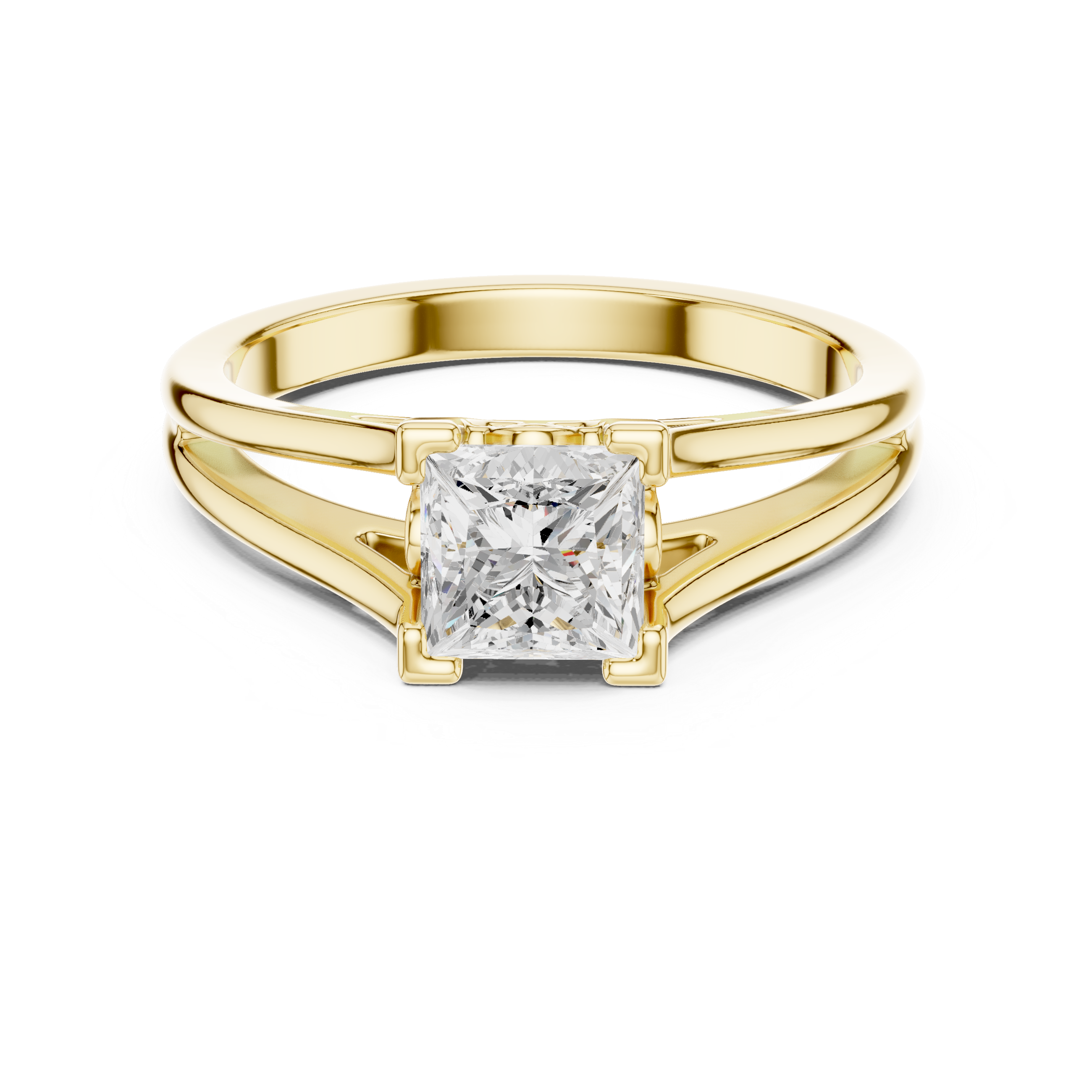 Princess Cut Split Shank Engagement Ring – 1.00 CT Solitaire Ring