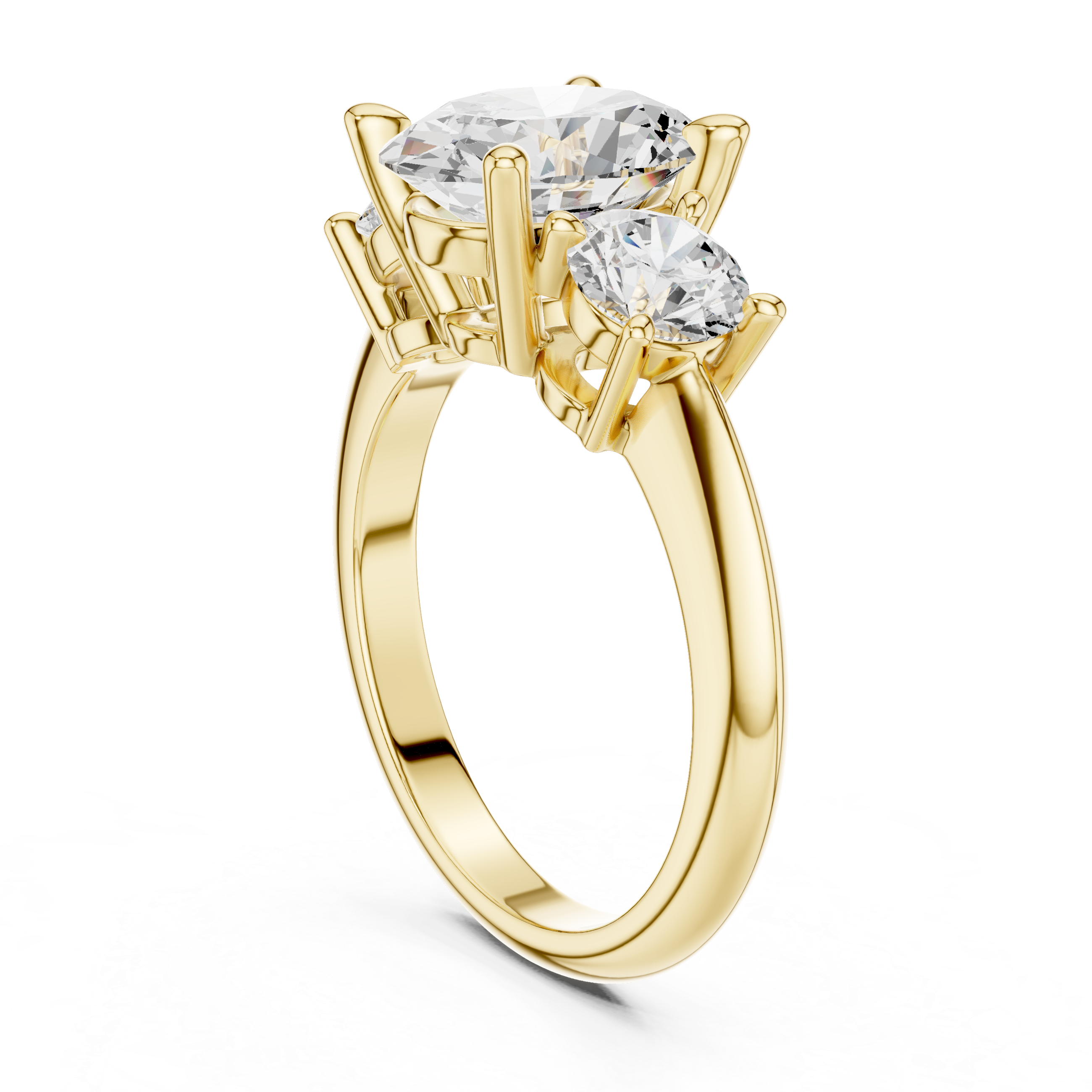 Oval Cut Three Stone Engagement Ring with Round Diamond Side Stones