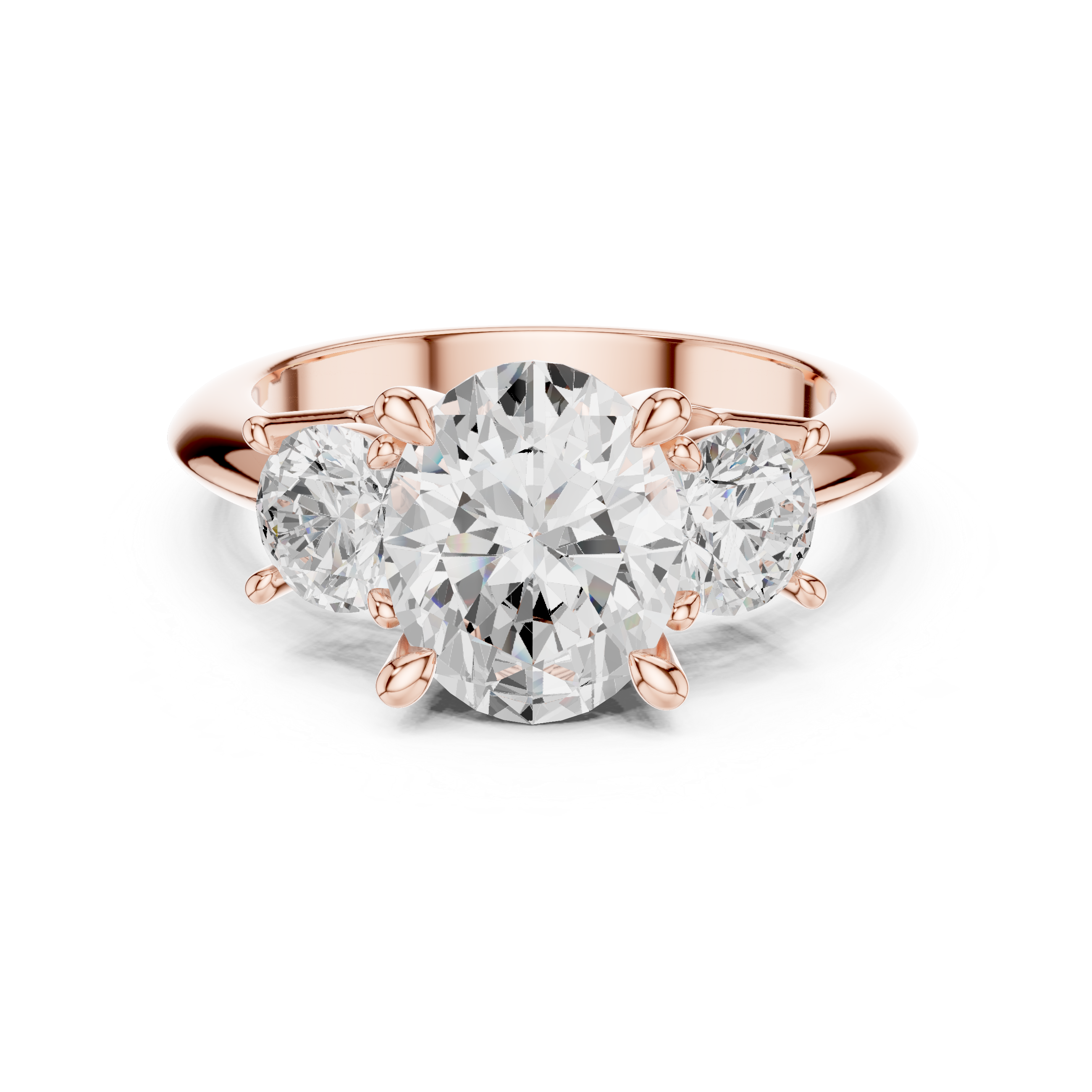 Oval Cut Three Stone Engagement Ring with Round Diamond Side Stones