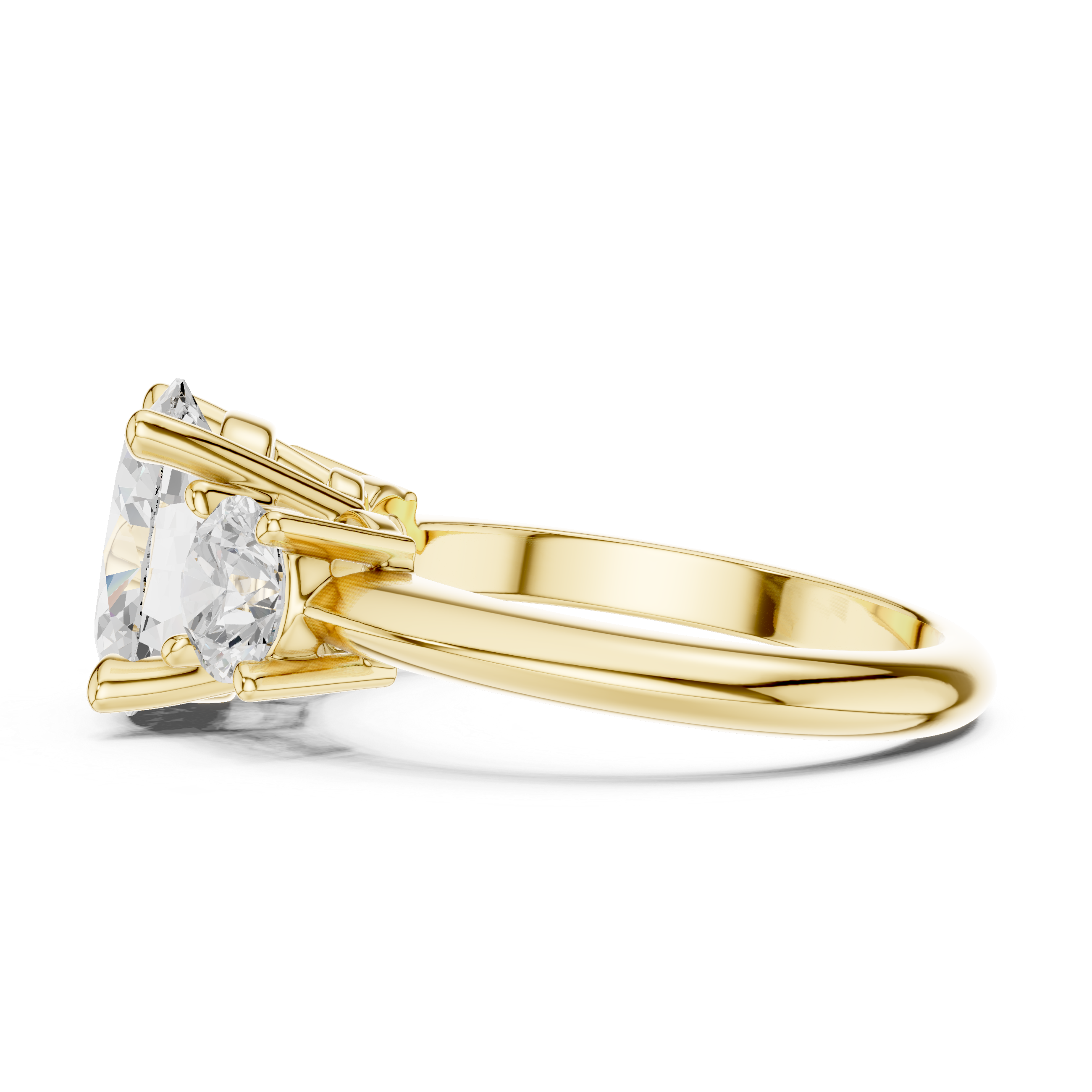 Oval Cut Three Stone Engagement Ring with Round Diamond Side Stones