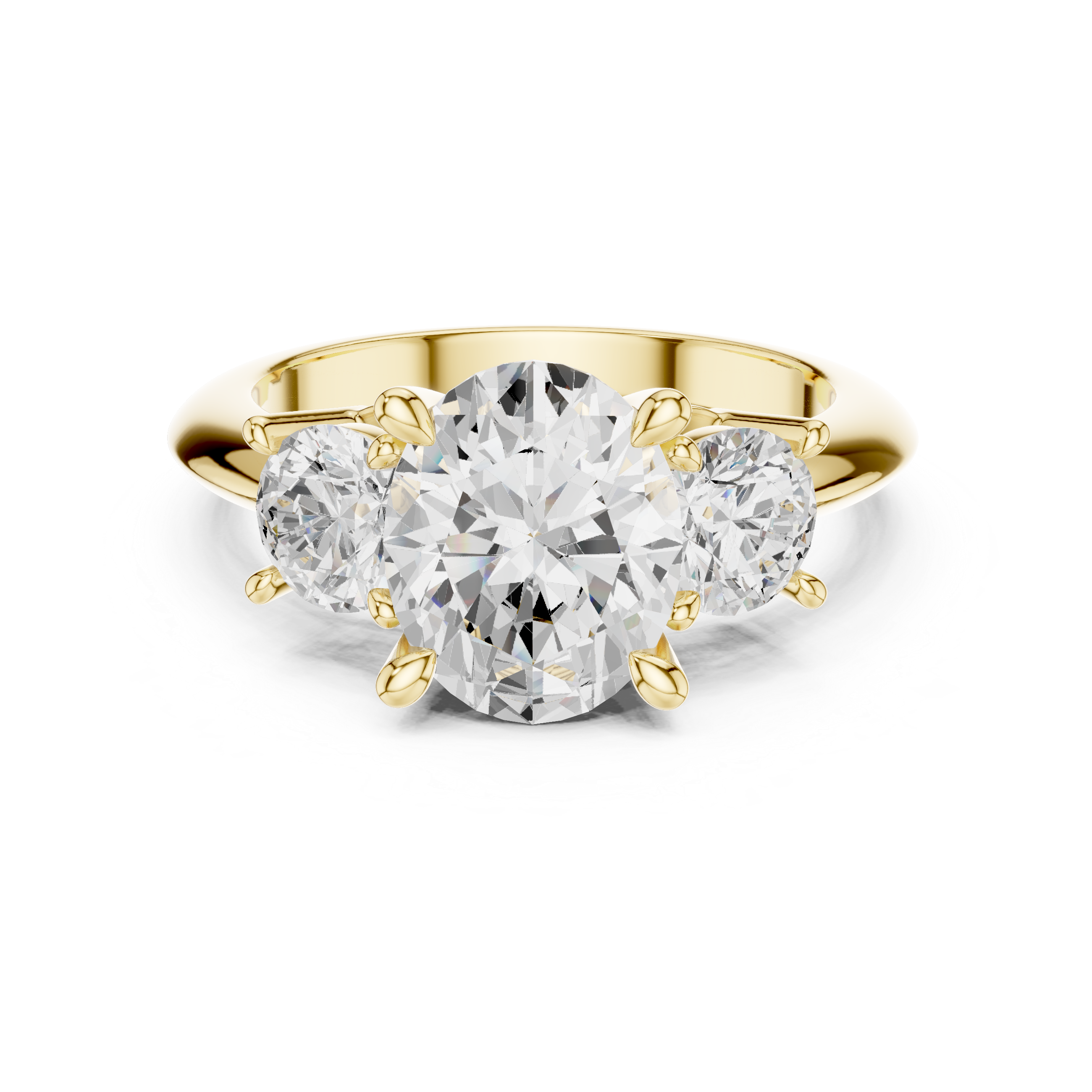 Oval Cut Three Stone Engagement Ring with Round Diamond Side Stones