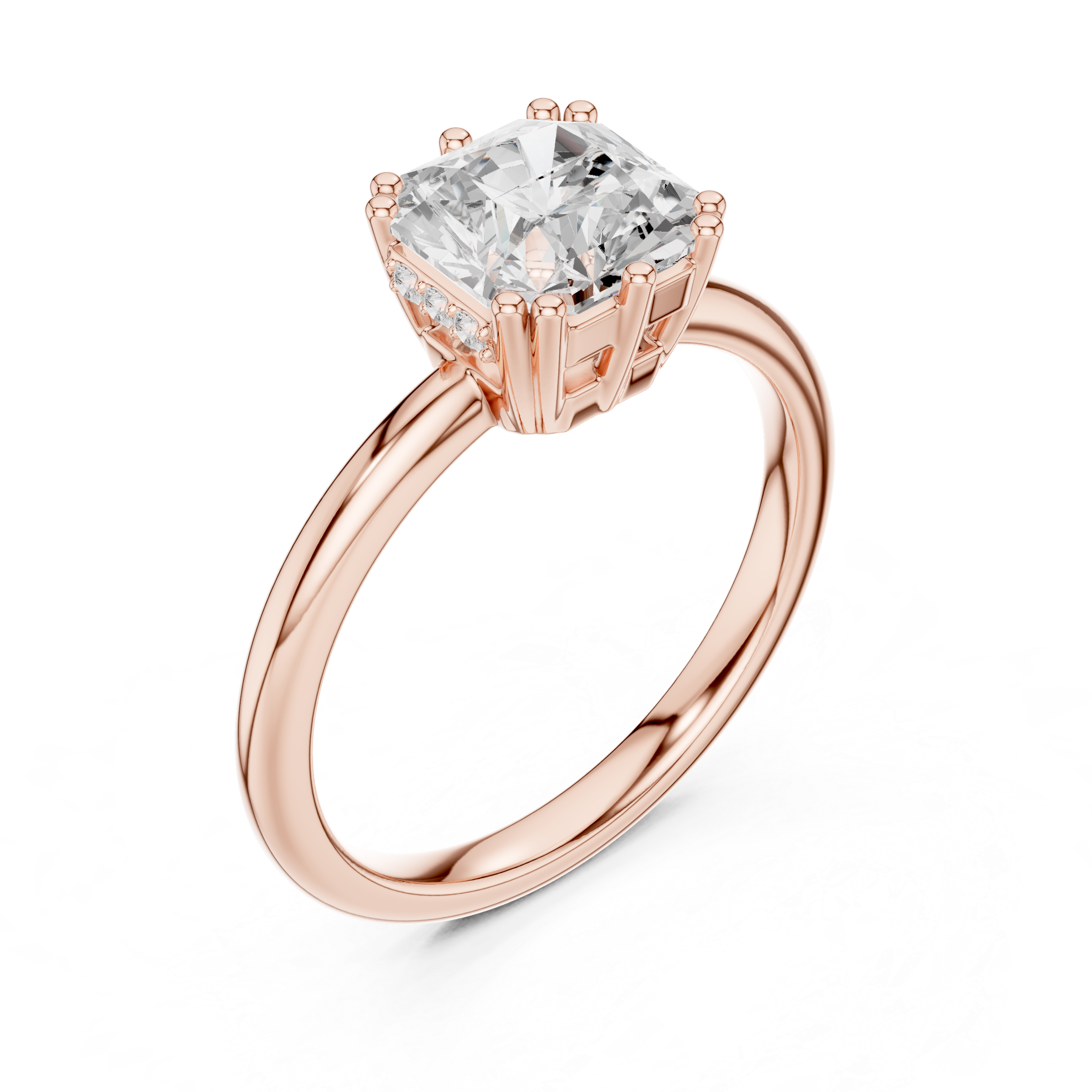Radiant Cut Solitaire Engagement Ring with Hidden Diamond Gallery