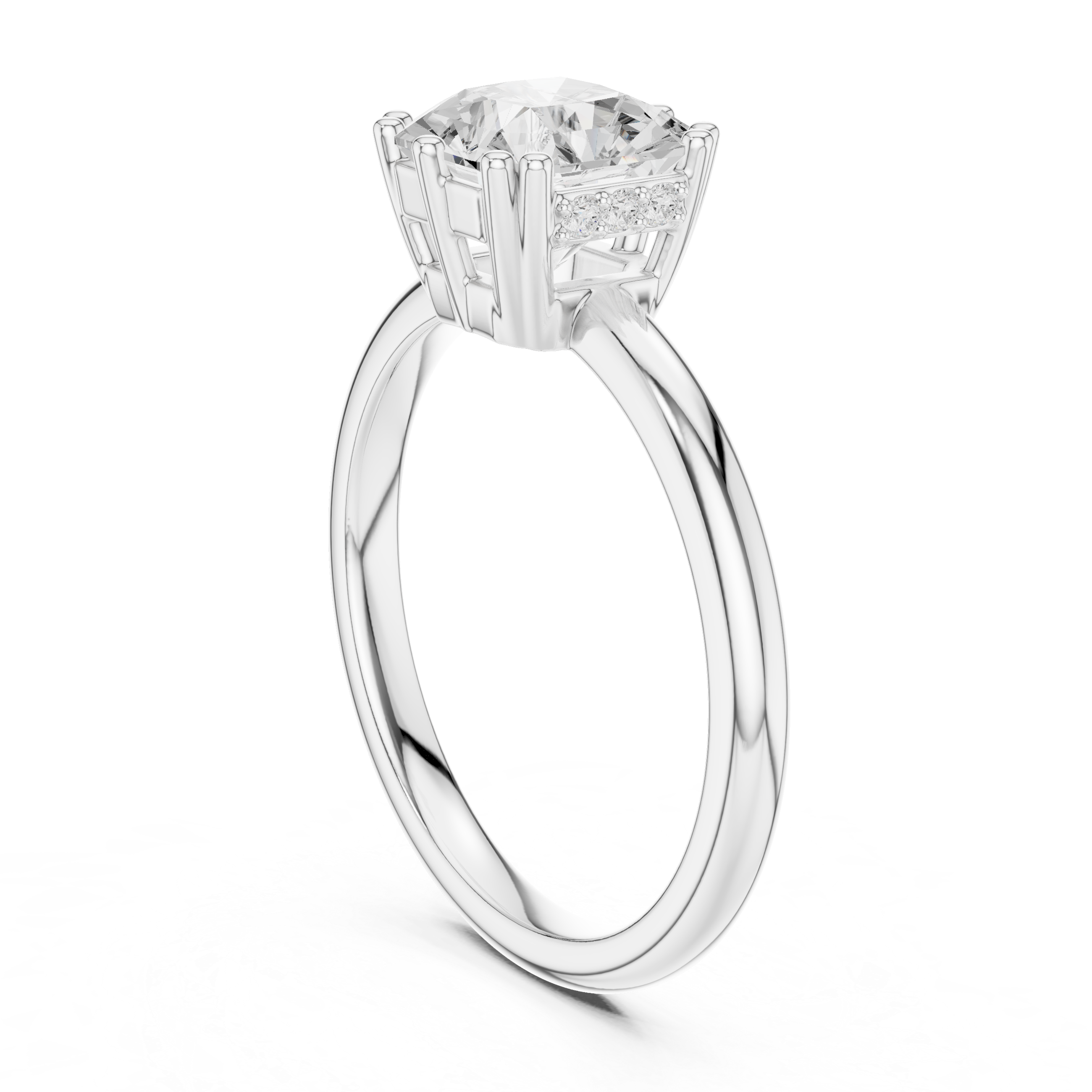 Radiant Cut Solitaire Engagement Ring with Hidden Diamond Gallery