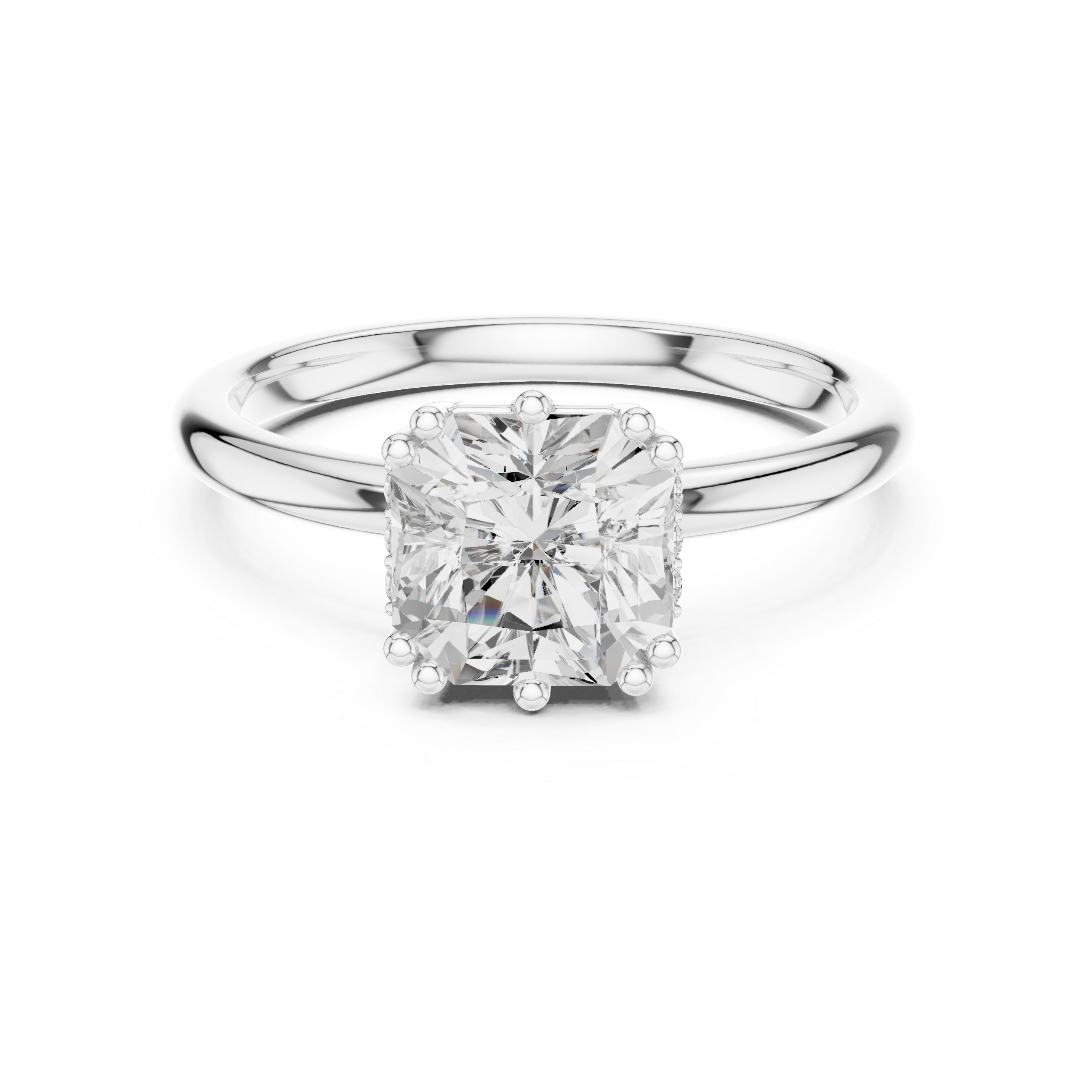 Radiant Cut Solitaire Engagement Ring with Hidden Diamond Gallery